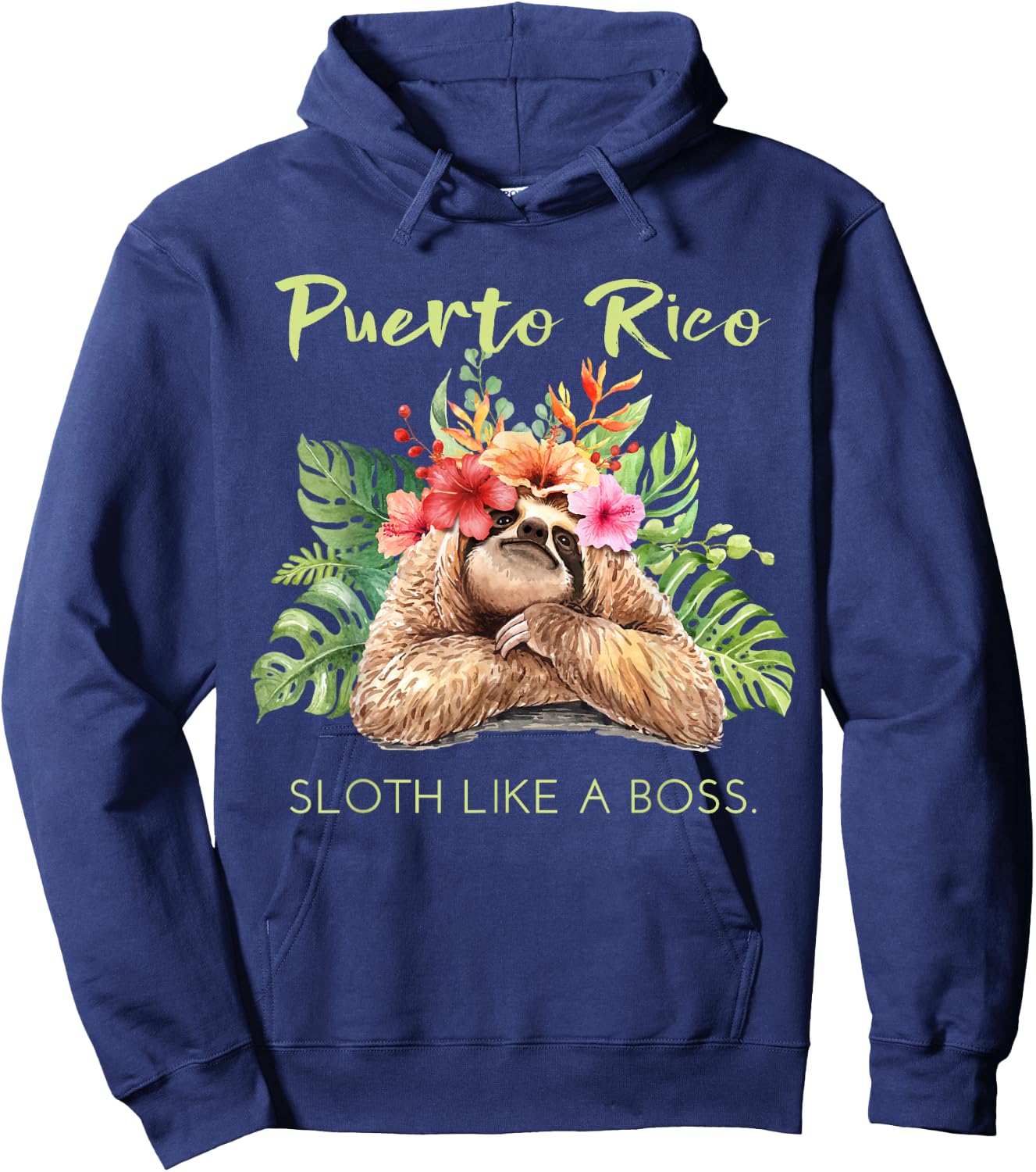 Puerto Rico Sloth Like a Boss Vacation Souvenir Hoodie - Hoodie | Navy