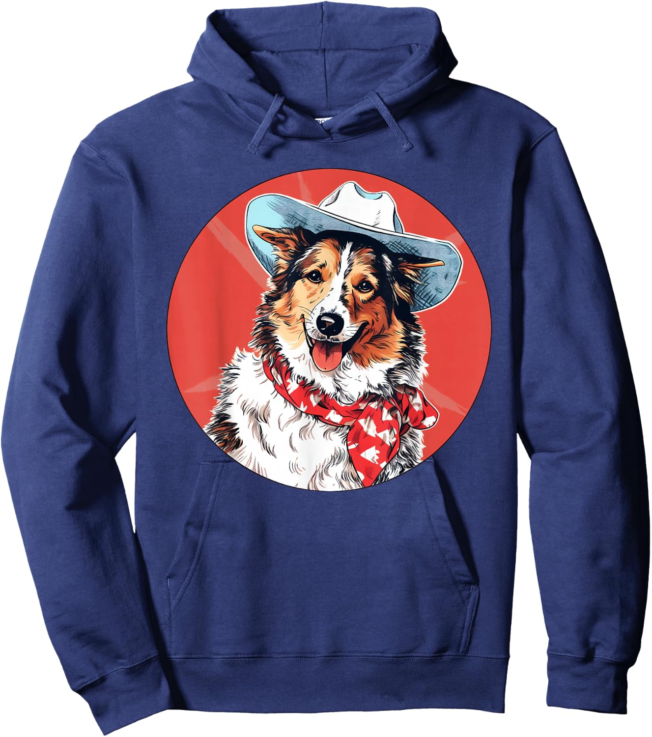 Shetland Sheepdog Cowboy Funny Dog Wild West Hoodie - Hoodie | Navy