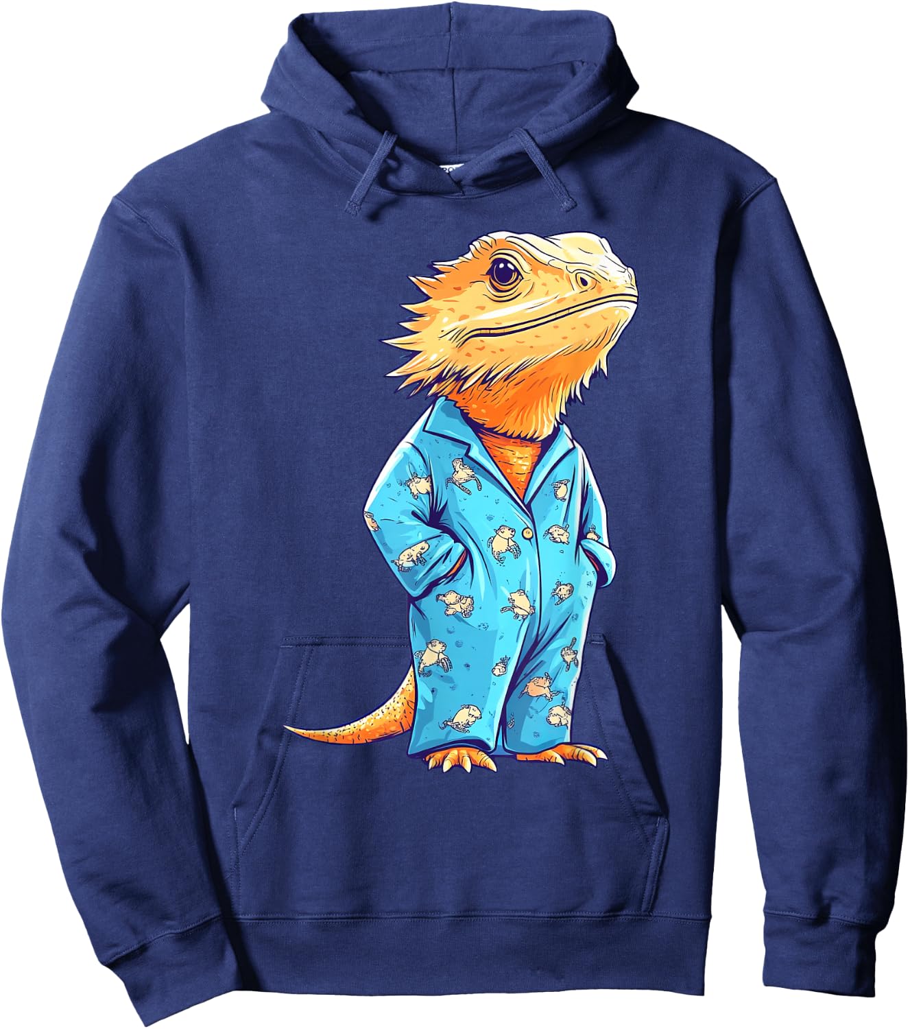 Funny Bearded Dragon Wearing Pajamas Hoodie - Hoodie | Navy