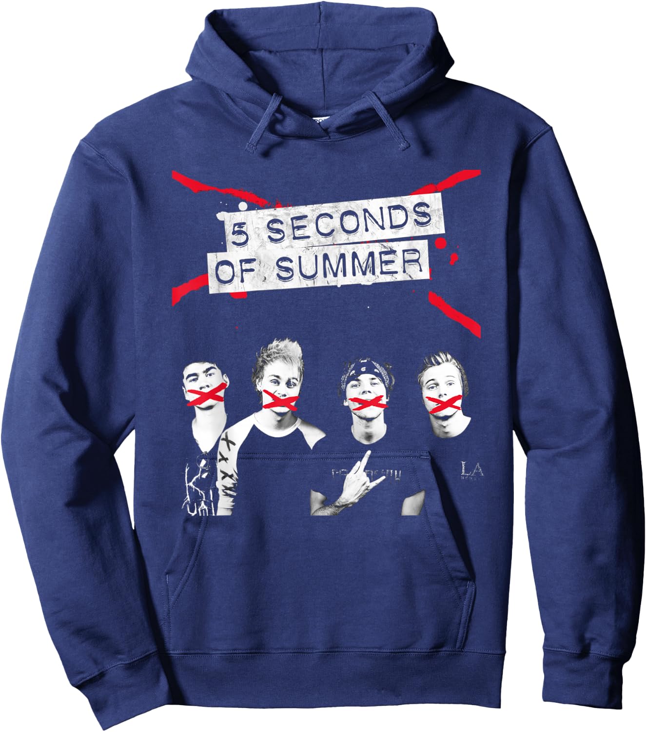 5 Seconds of Summer Crossed Lines Hoodie - Hoodie | Navy