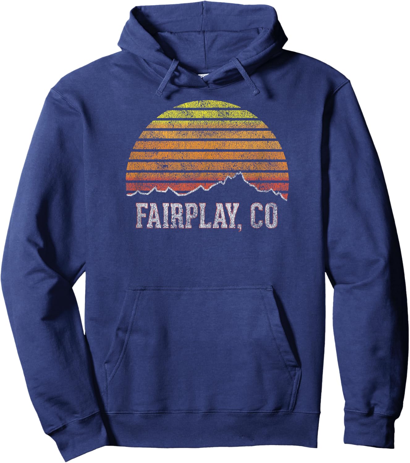 Retro Fairplay Colorado Mountain Sunset Winter Hoodie - Hoodie | Navy