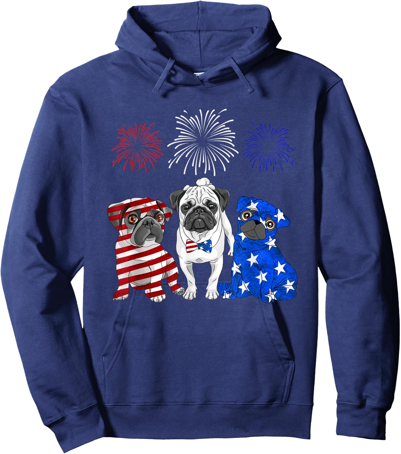 Pug america 4th of july National Day Hoodie - Hoodie | Navy