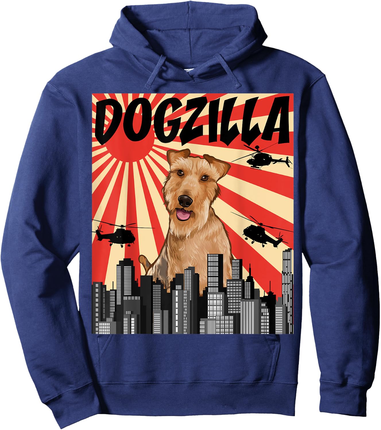 Funny Retro Japanese Dogzilla Welsh Terrier Hoodie - Hoodie | Navy