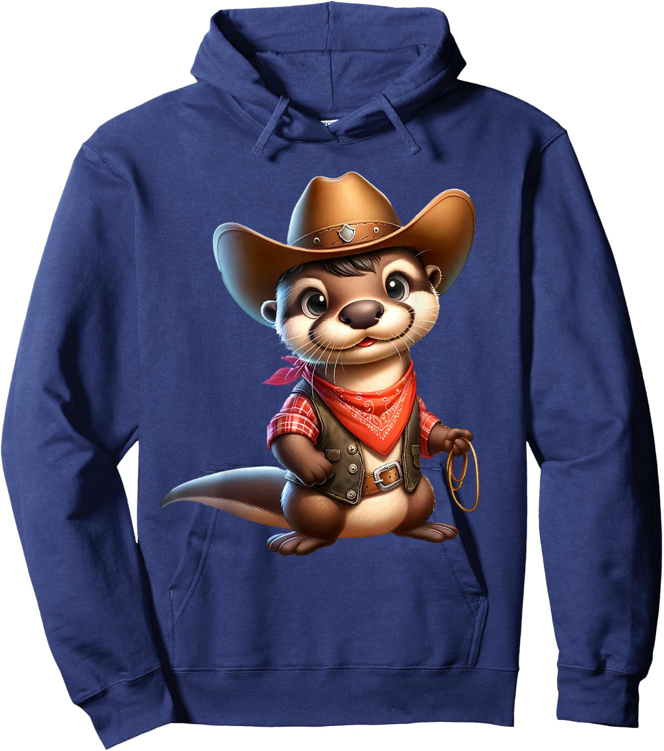Cowboy Otter Western Rodeo Lasso Bandana Animal Hoodie - Hoodie | Navy