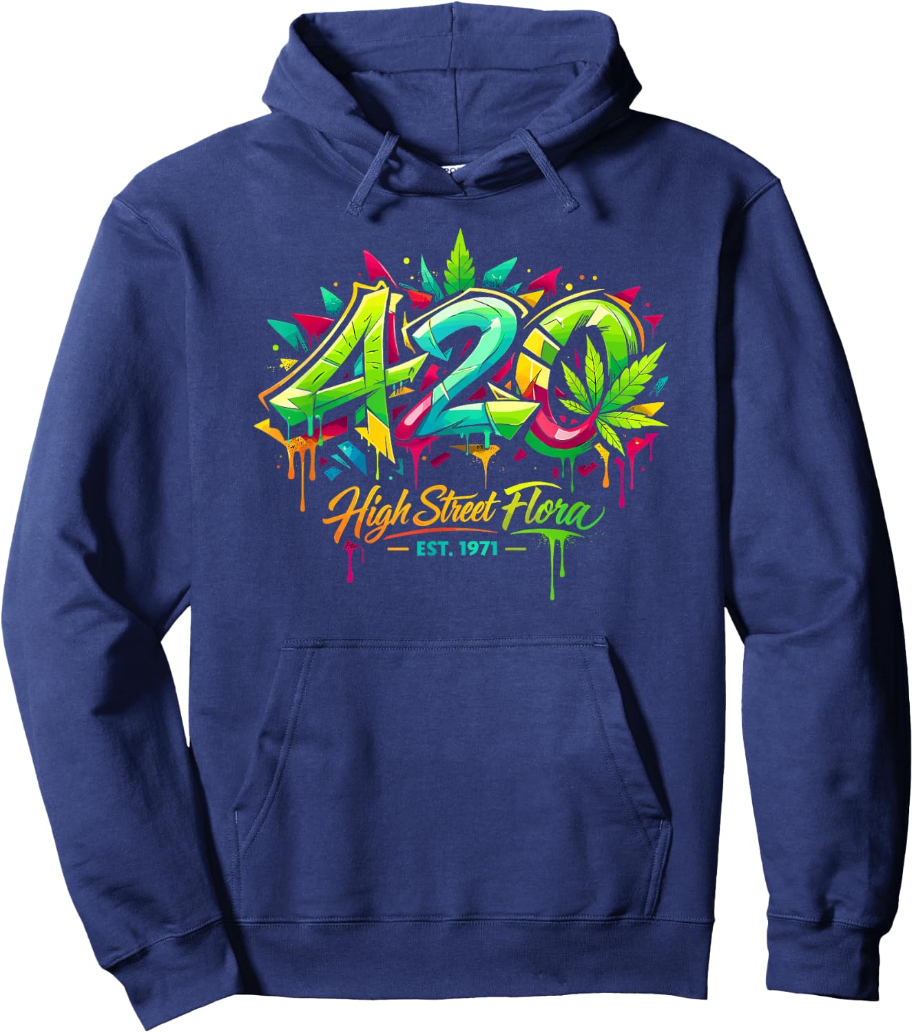 420 Cannabis Graffiti Art Urban Weed Streetwear Hoodie - Hoodie | Navy