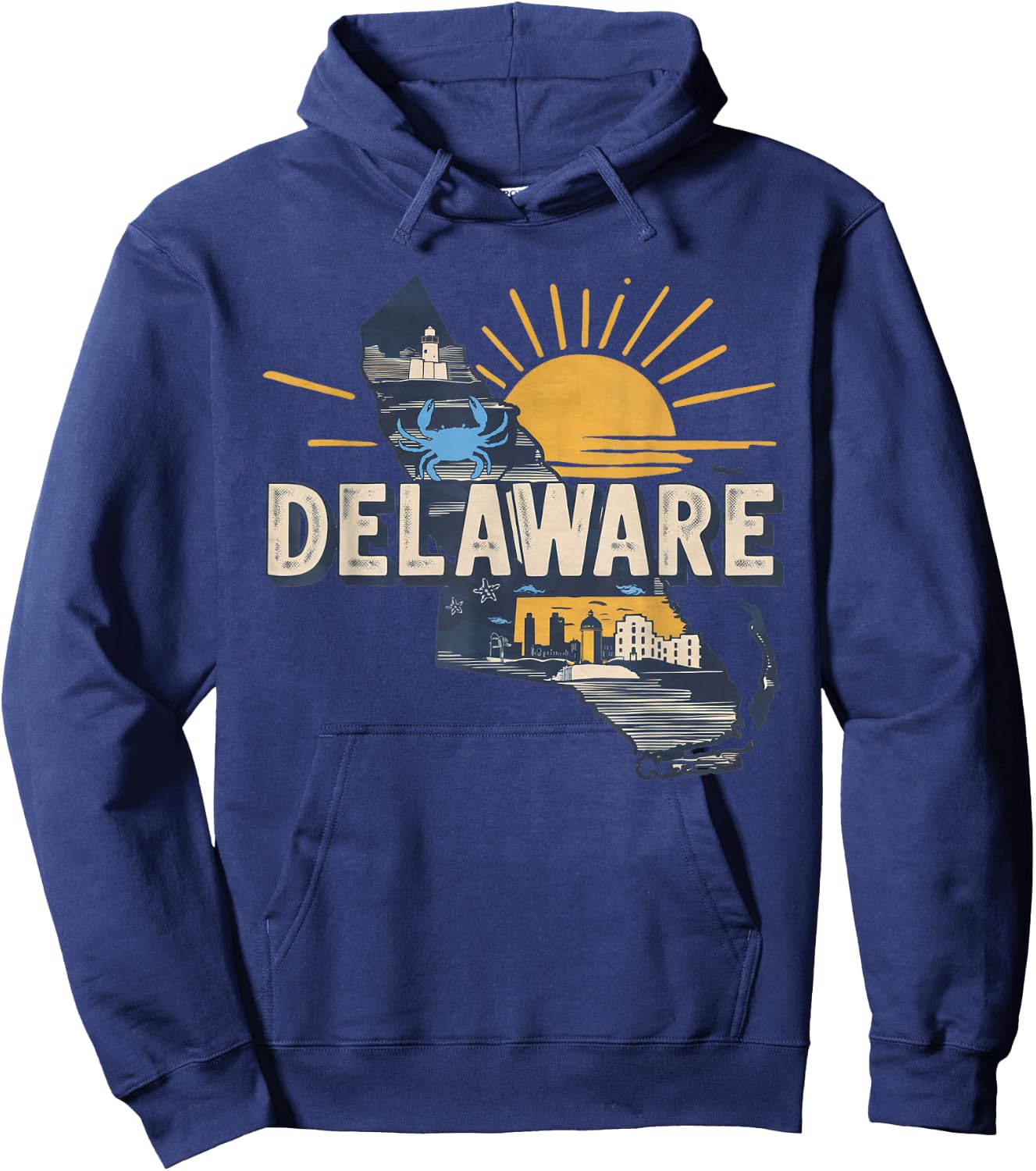 Delaware State of Delaware Retro Delaware Hoodie - Hoodie | Navy