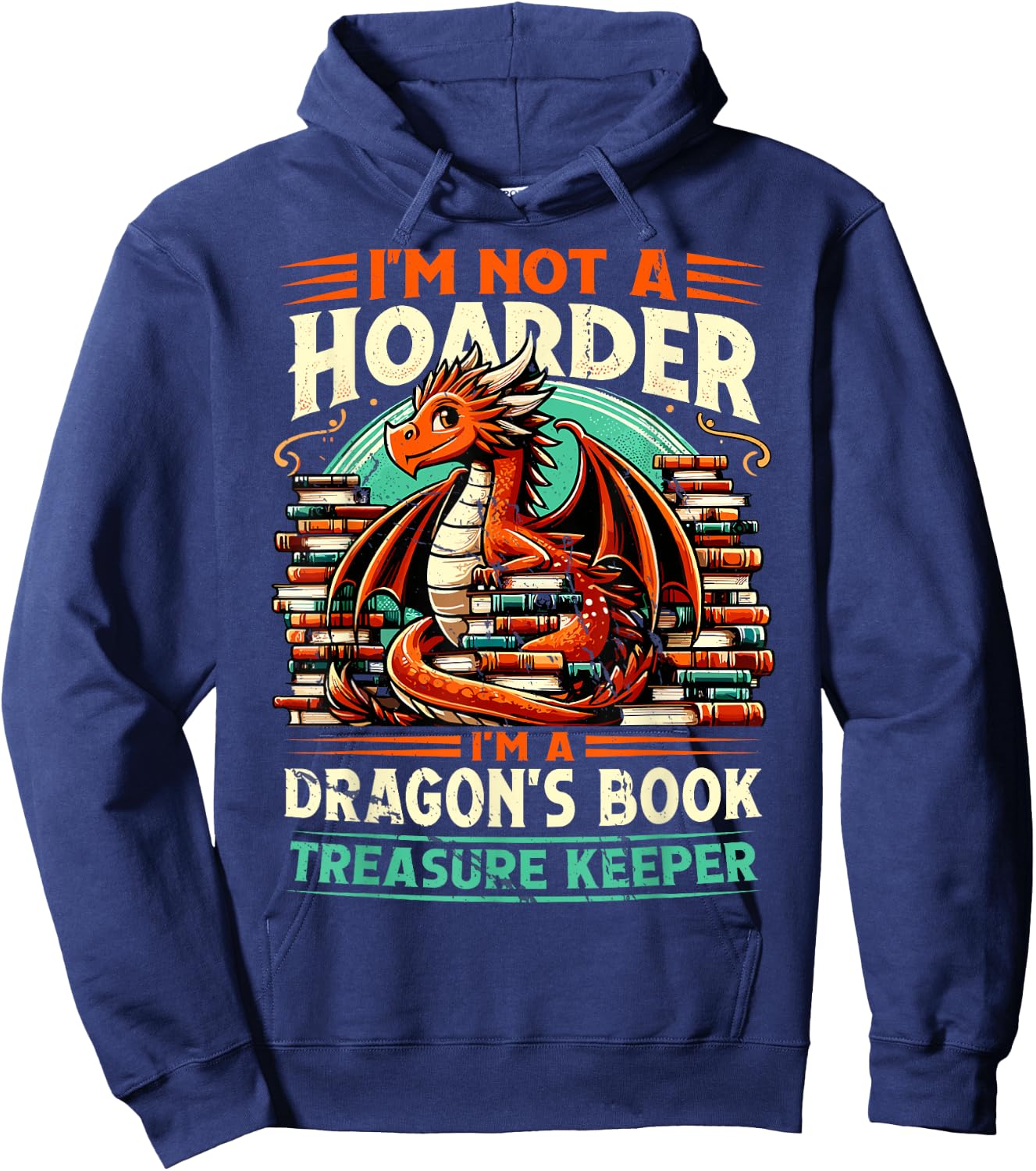 Dragon's Book Treasure Keeper - No Hamster Hoodie - Hoodie | Navy