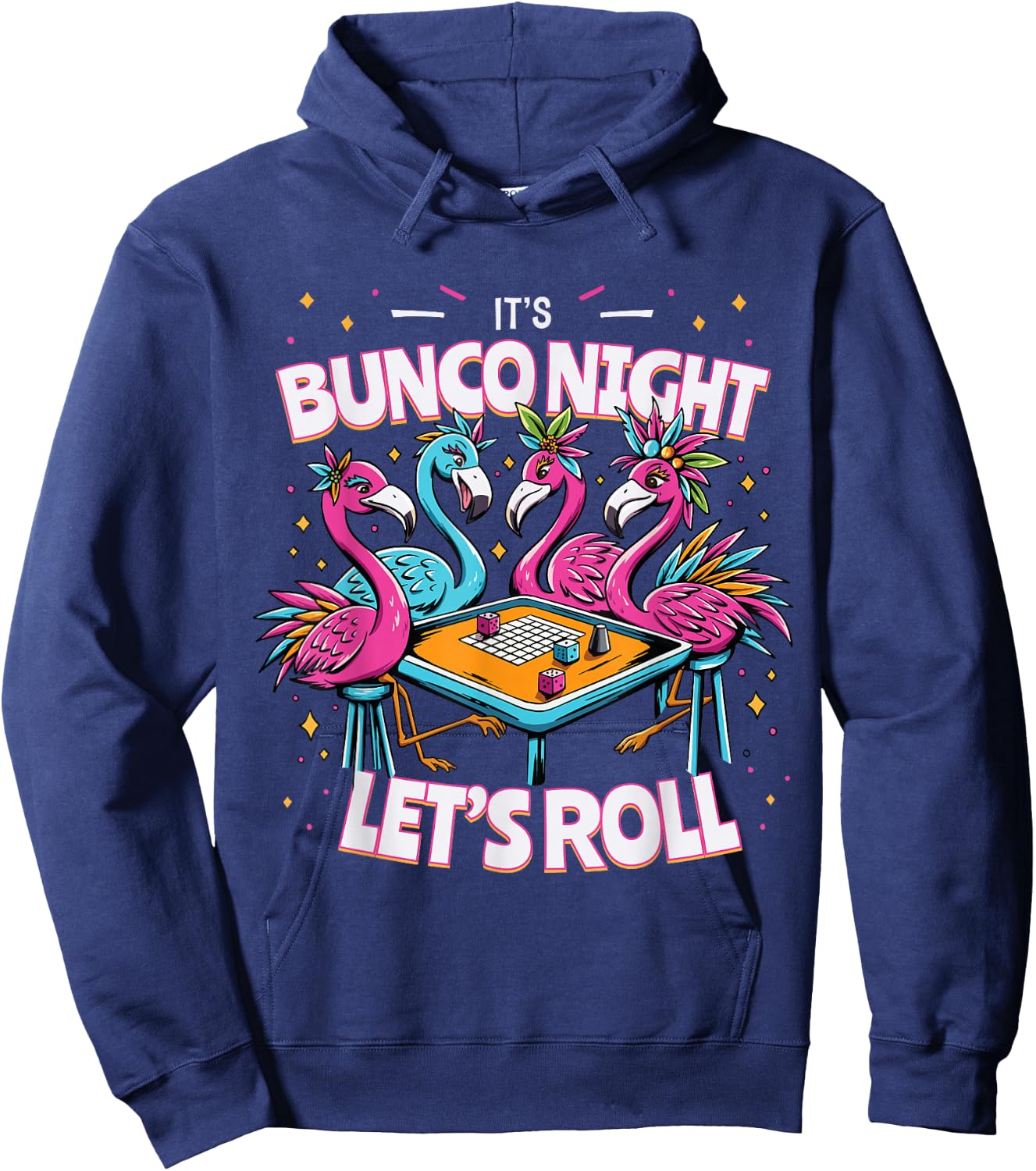 Bunco Night Flamingo Bunco Group Bunco Player Hoodie - Hoodie | Navy