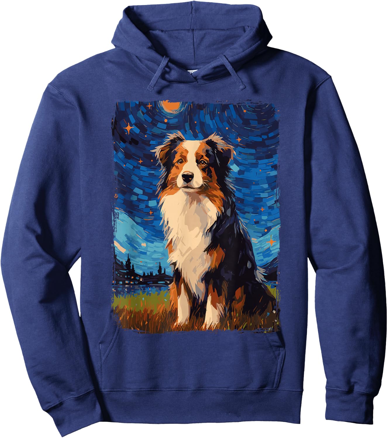 Australian Shepherd Starry Night Aussie Hoodie - Hoodie | Navy