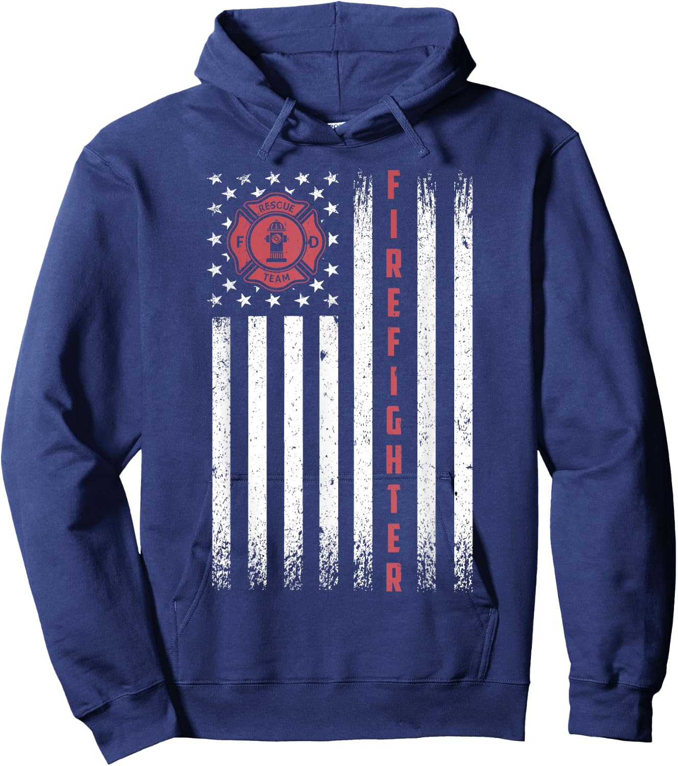 Firefighter Patriotic Usa American Flag Hoodie - Hoodie | Navy