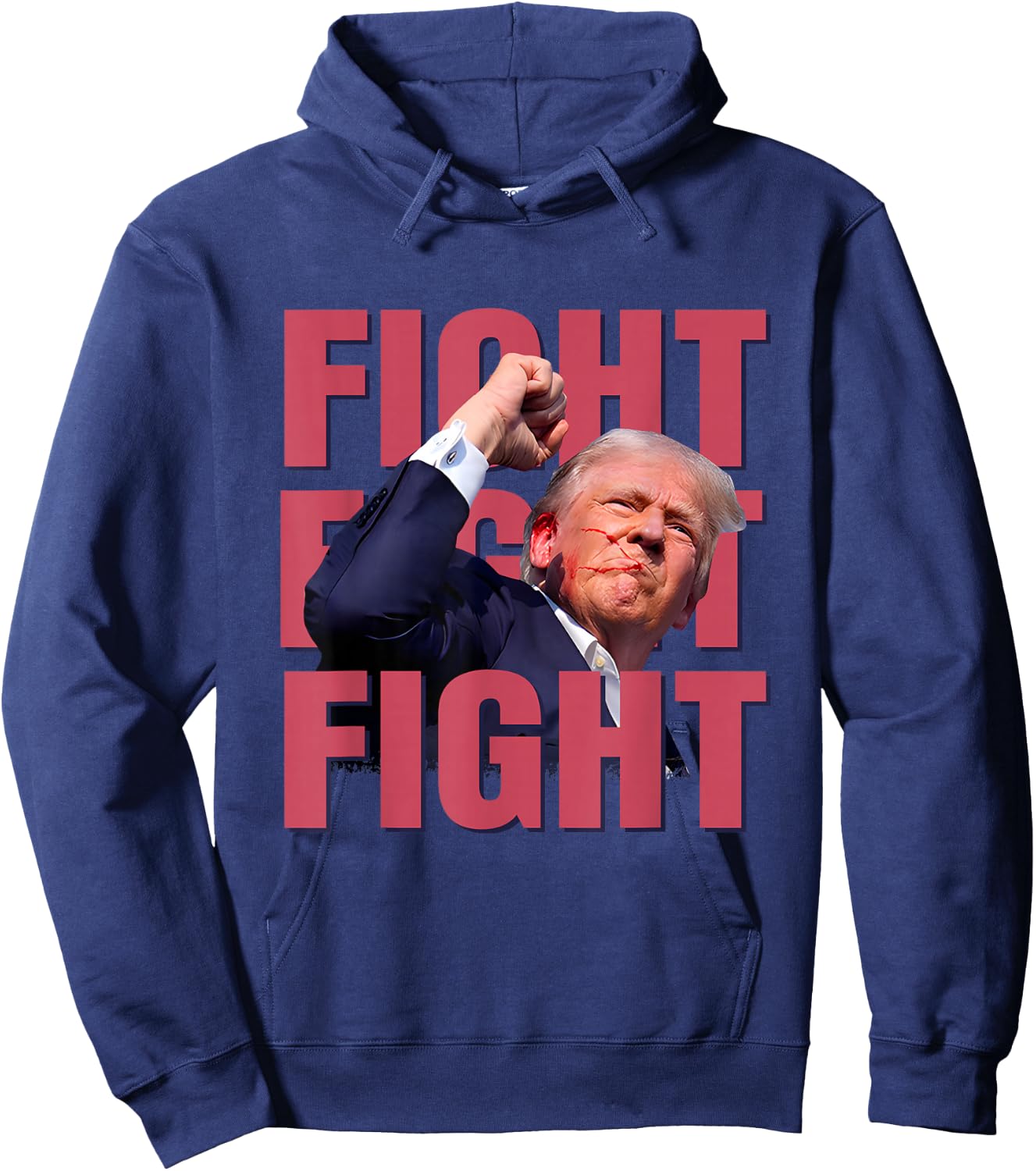 Trump Fight Fight Trump 2024 , Black, S Hoodie - Hoodie | Navy