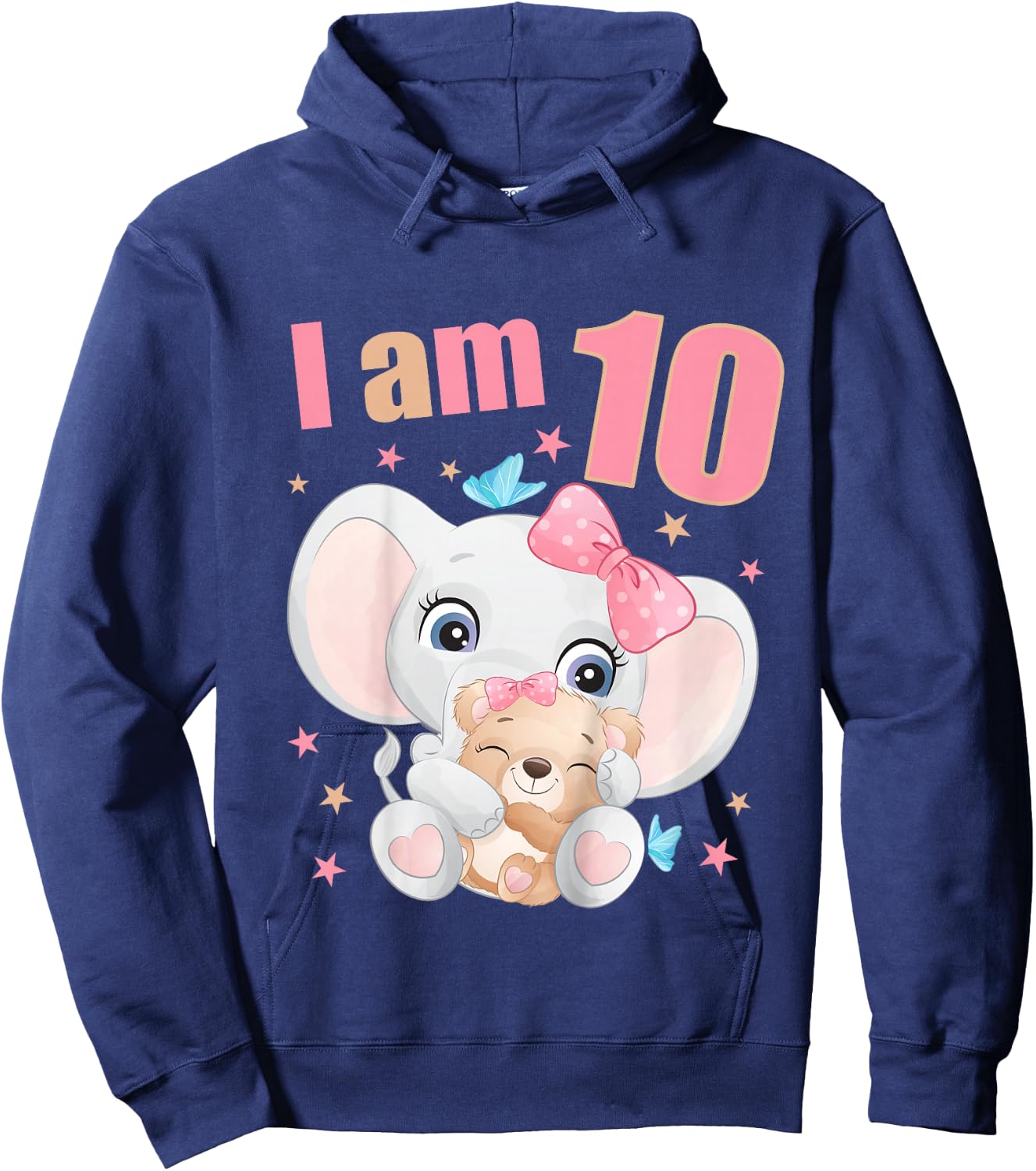 10 Years old 10 birthday outfit girl Elephant Hoodie - Hoodie | Navy