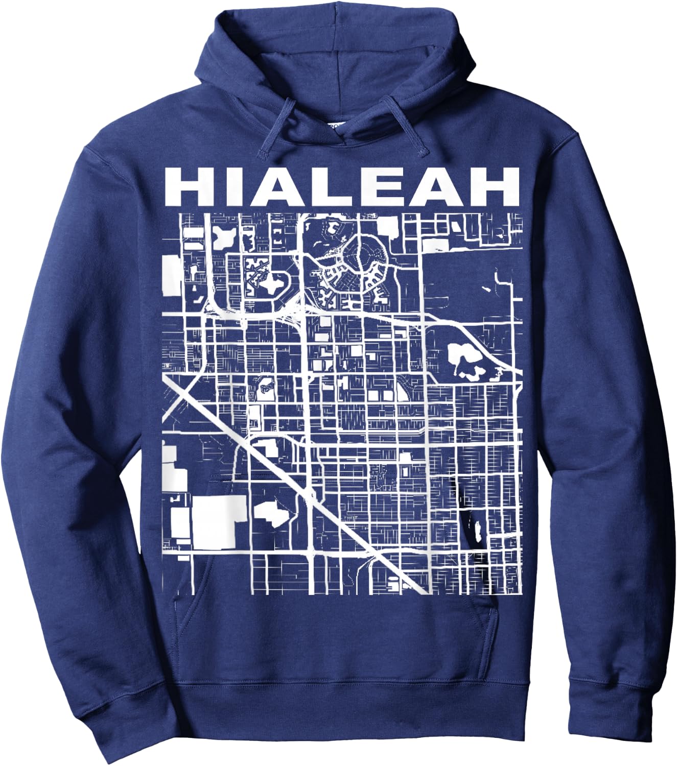Florida Souvenir Hialeah City Street Map Hoodie - Hoodie | Navy