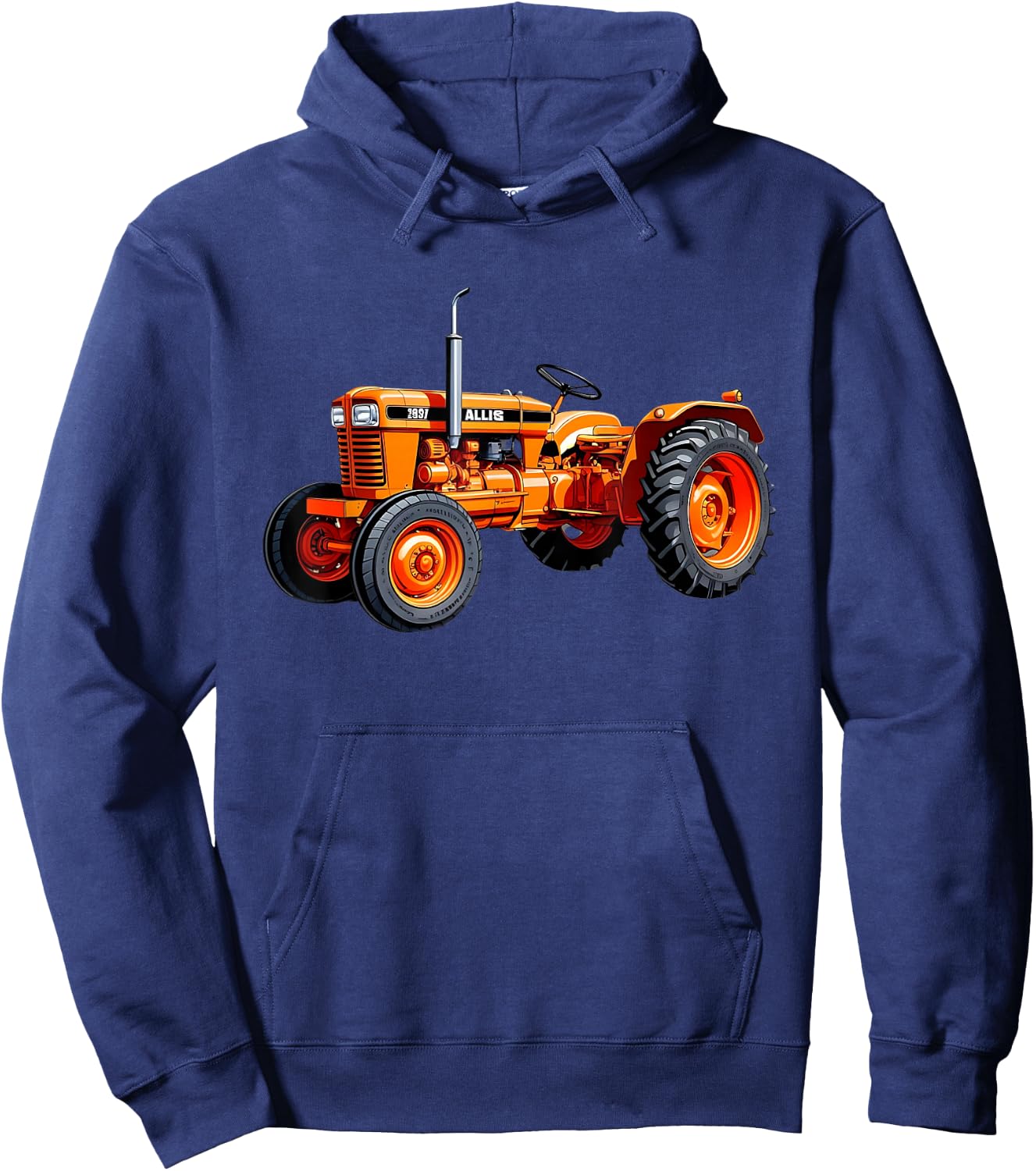 Classic Orange Tractor Retro Farming Design Hoodie - Hoodie | Navy