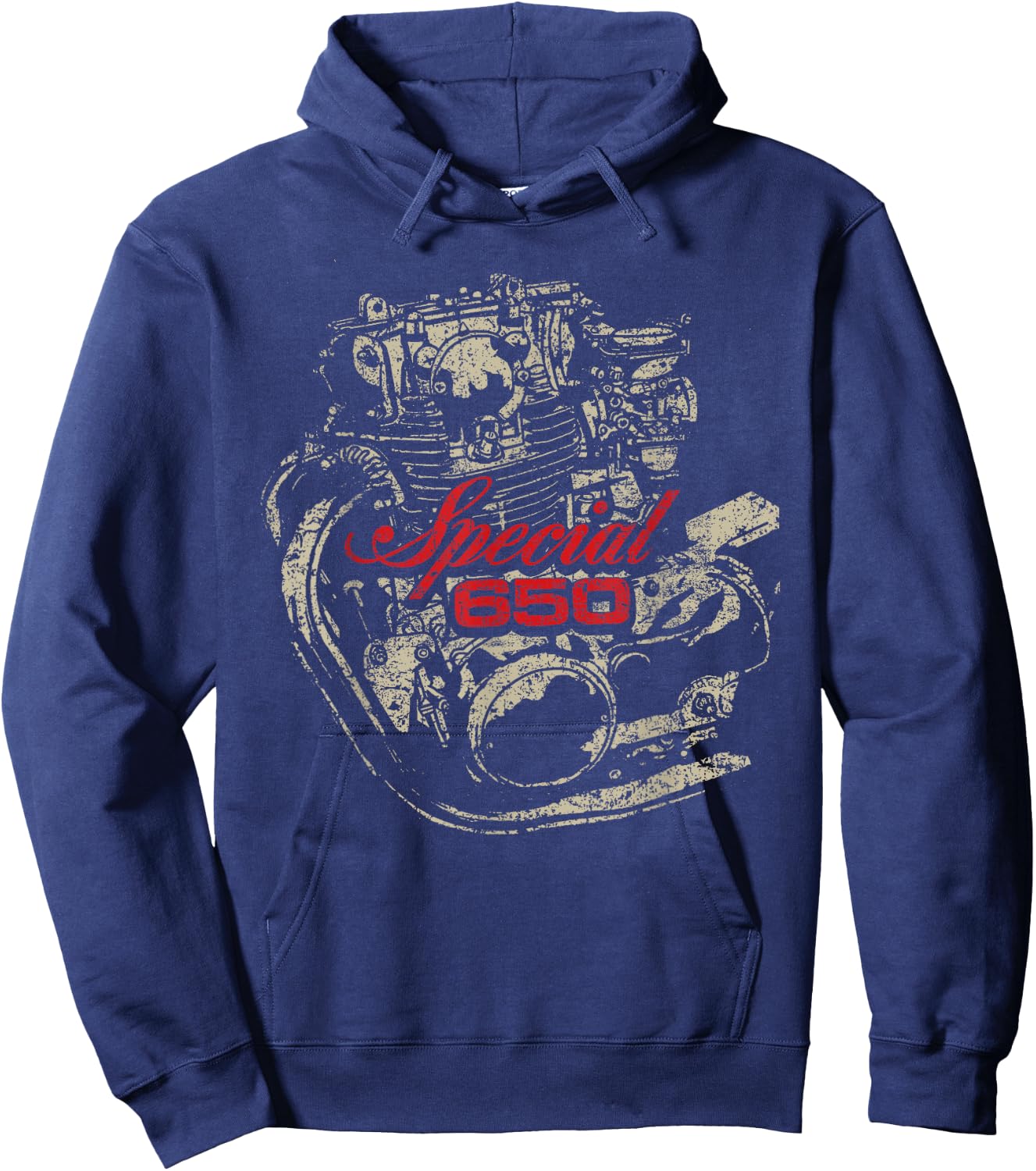 XS650 Special Engine Distressed Retro Design Hoodie - Hoodie | Navy