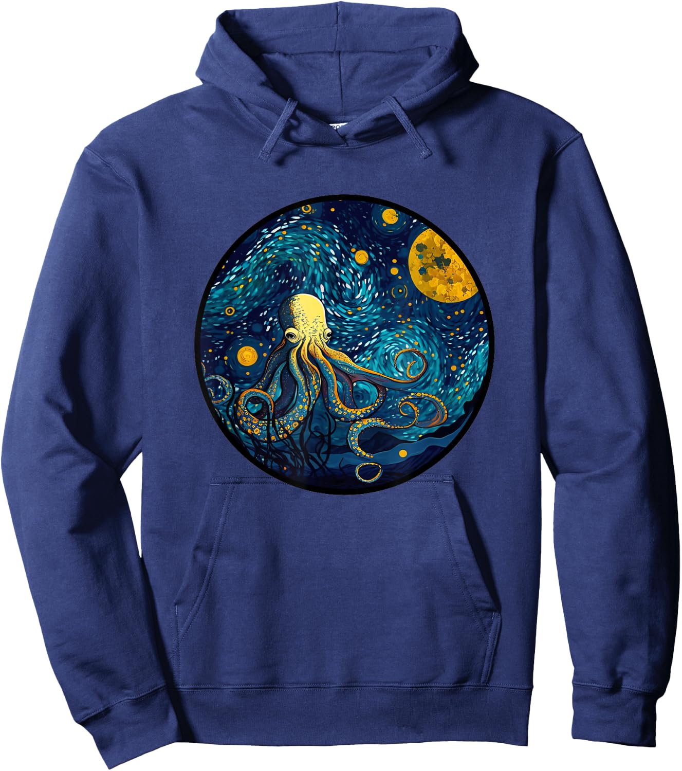 Octopus in Starry Night Painting Men Women Kids Hoodie - Hoodie | Navy