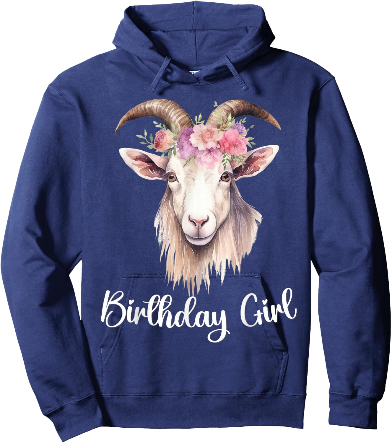 Goat with Flowers for the Birthday Girl Hoodie - Hoodie | Navy