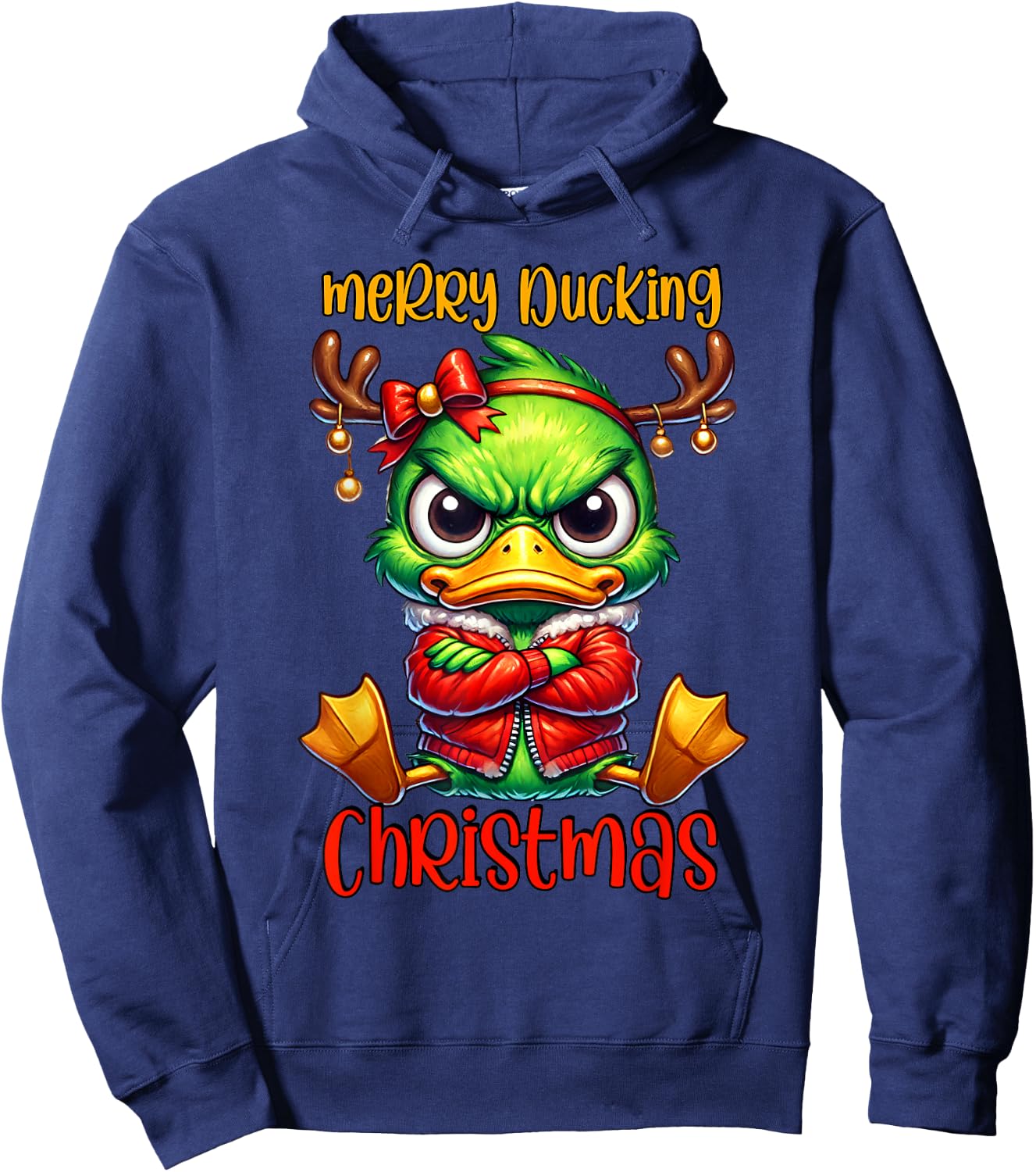 Ducking Christmas Ugly Xmas Christmas Duck Hoodie - Hoodie | Navy