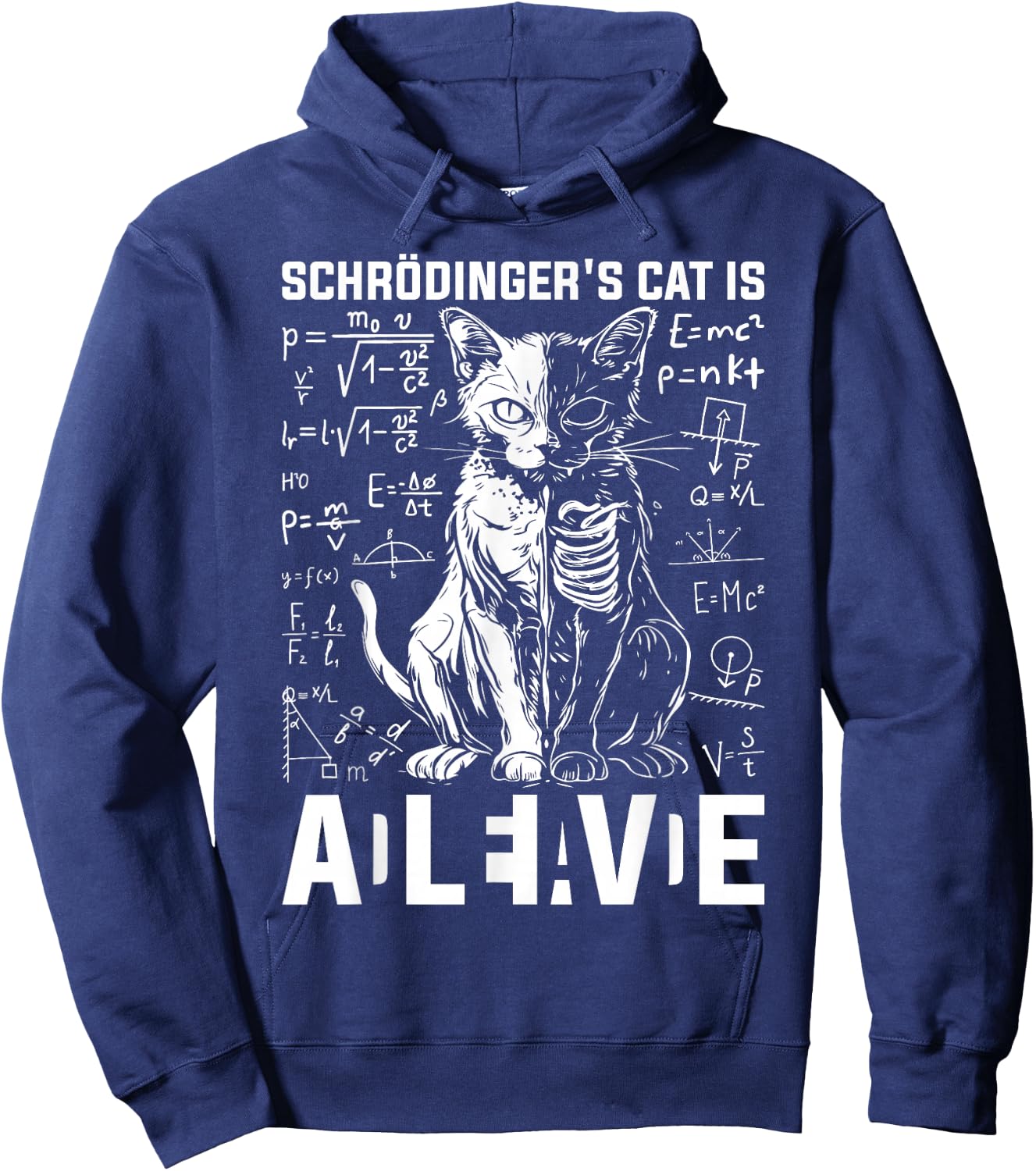 Schrodinger's Cat Dead And Alive Physics Hoodie - Hoodie | Navy