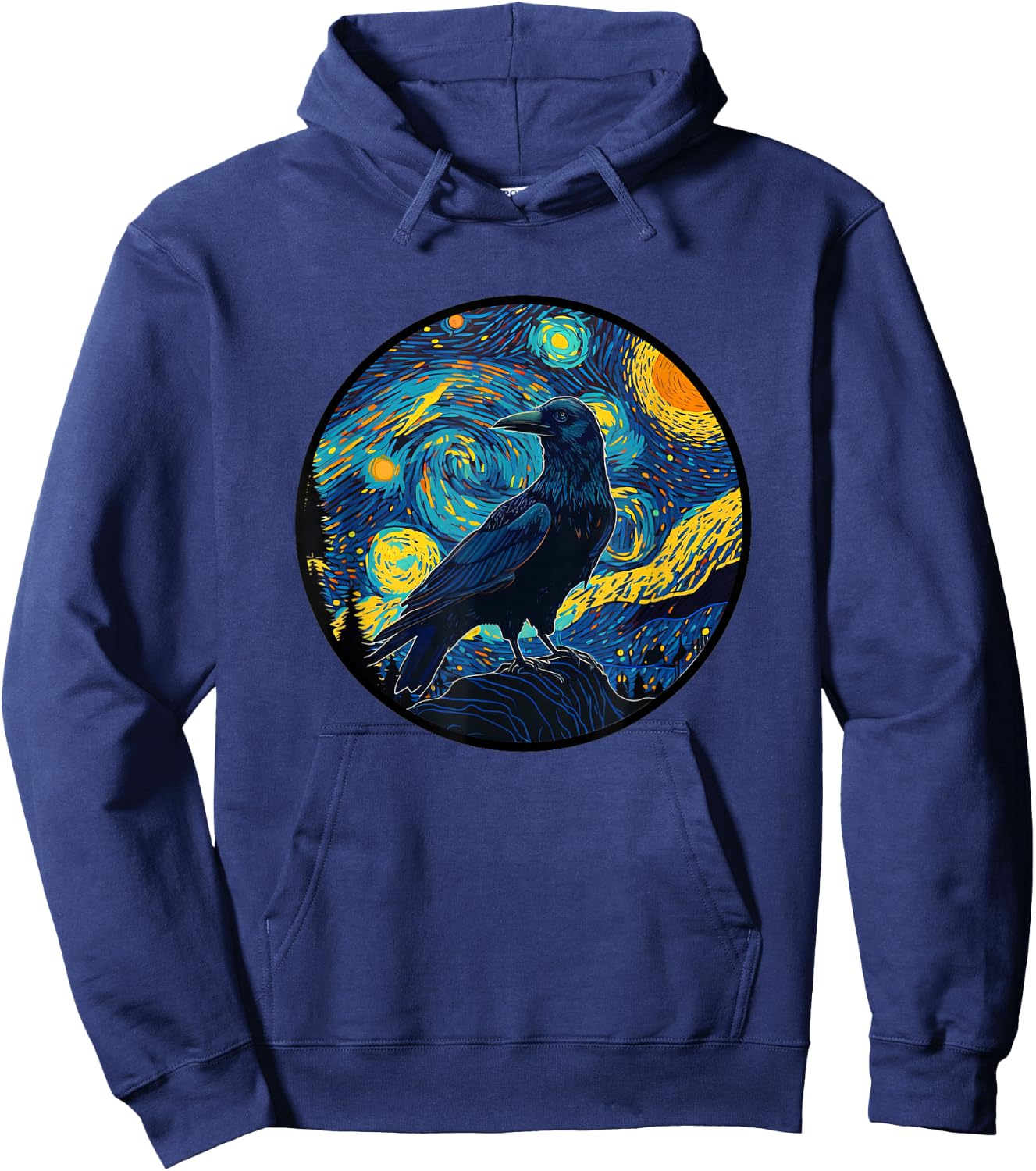 Crow in Starry Night Painting Men Women Kids Hoodie - Hoodie | Navy