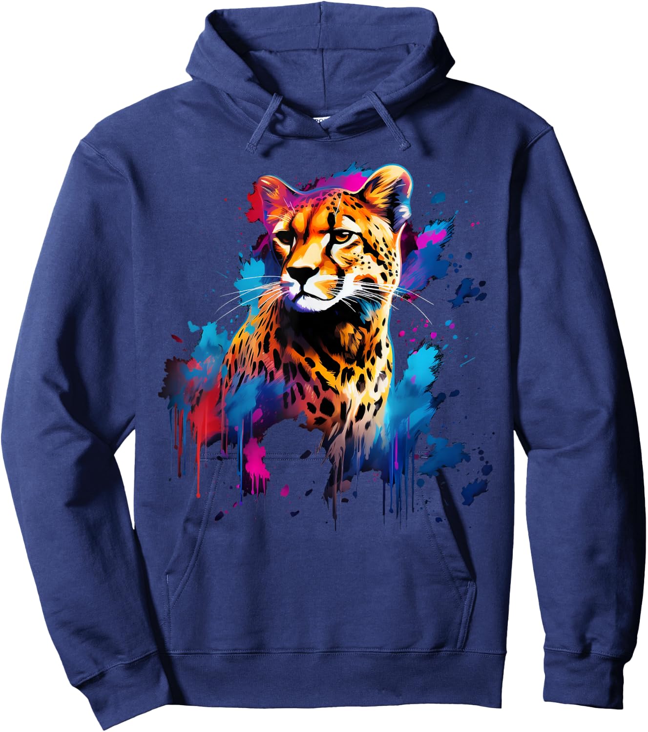 Cool Cheetah on colorful painted Cheetah Hoodie - Hoodie | Navy