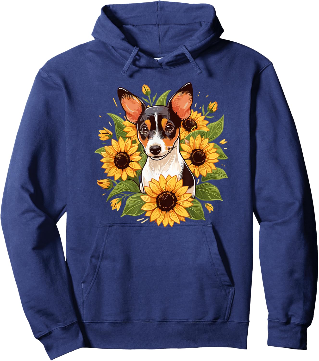 Cute Funny Sunflowers Rat Terrier Lover Hoodie - Hoodie | Navy