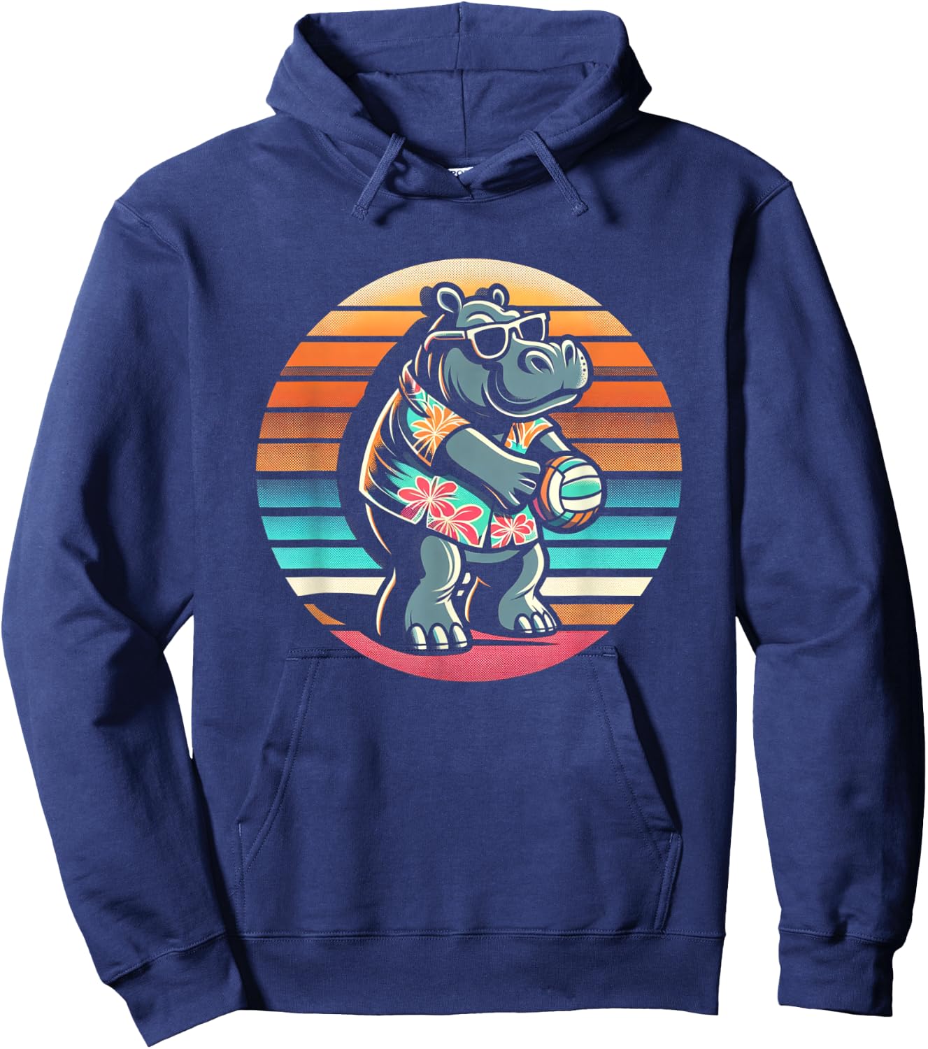 Beach Volleyball Hippo Volleyball Hoodie - Hoodie | Navy
