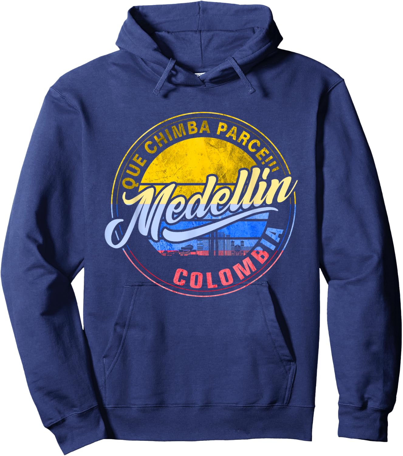 Que Chimba Because Medellin Medal Flag Colombia Hoodie - Hoodie | Navy