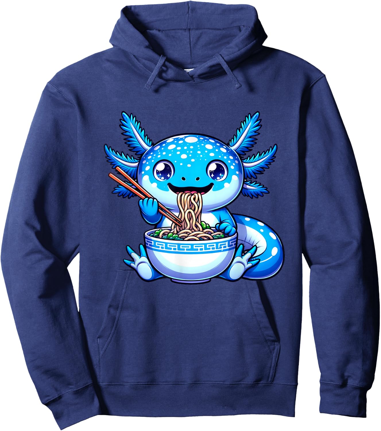 Kawaii Axolotl Ramen Anime Cutecore Teens Kids Hoodie - Hoodie | Navy