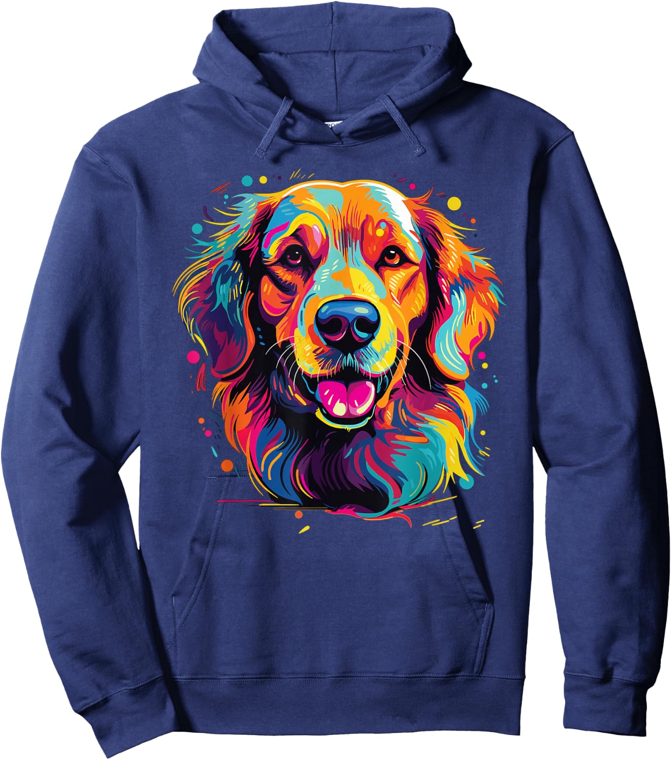 Watercolor Colorful Golden Retriever Dog Hoodie - Hoodie | Navy