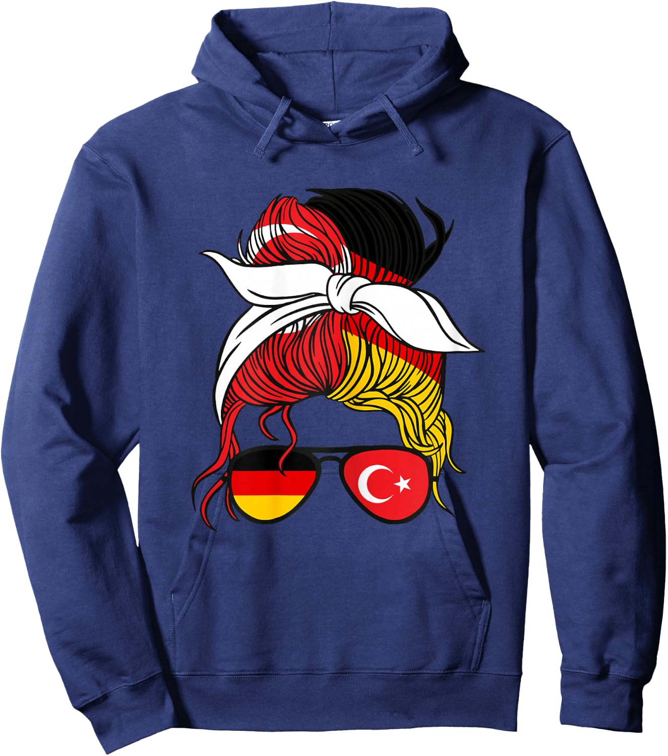 Half German Half Turkish Girl Apparel - Frauen - Mädchen - Weiß - Kurzarm - XS - - Turkiye Halb Deutsch Türkisch Mädchen Türkei Deutschland Hoodie - Hoodie | Navy