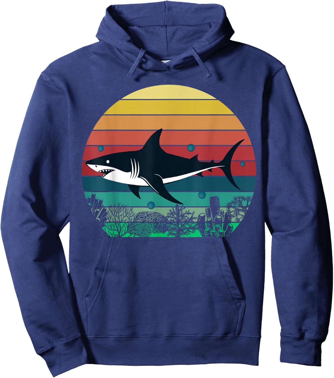 Blue Shark Retro or Boys Hoodie - Hoodie | Navy