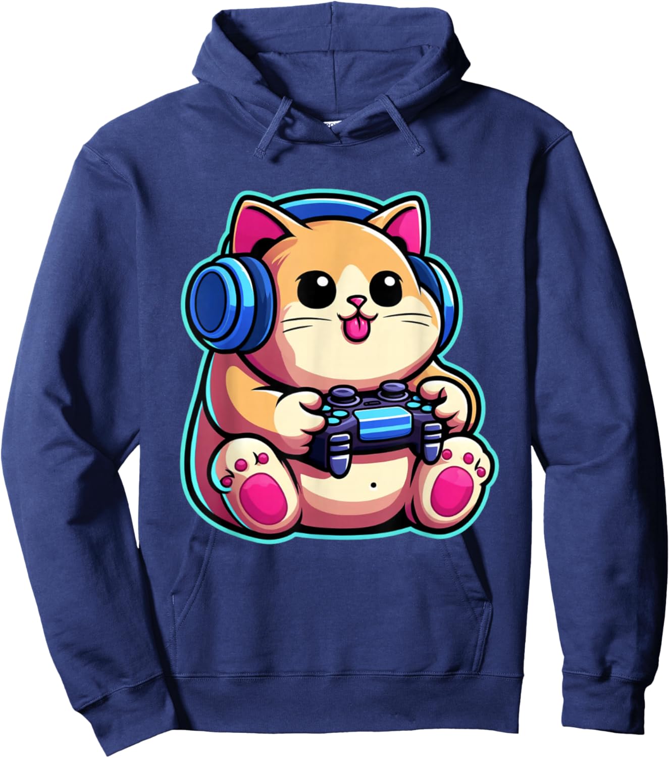 Funny Cat Gamer Gaming Cat Video Game Hoodie - Hoodie | Navy