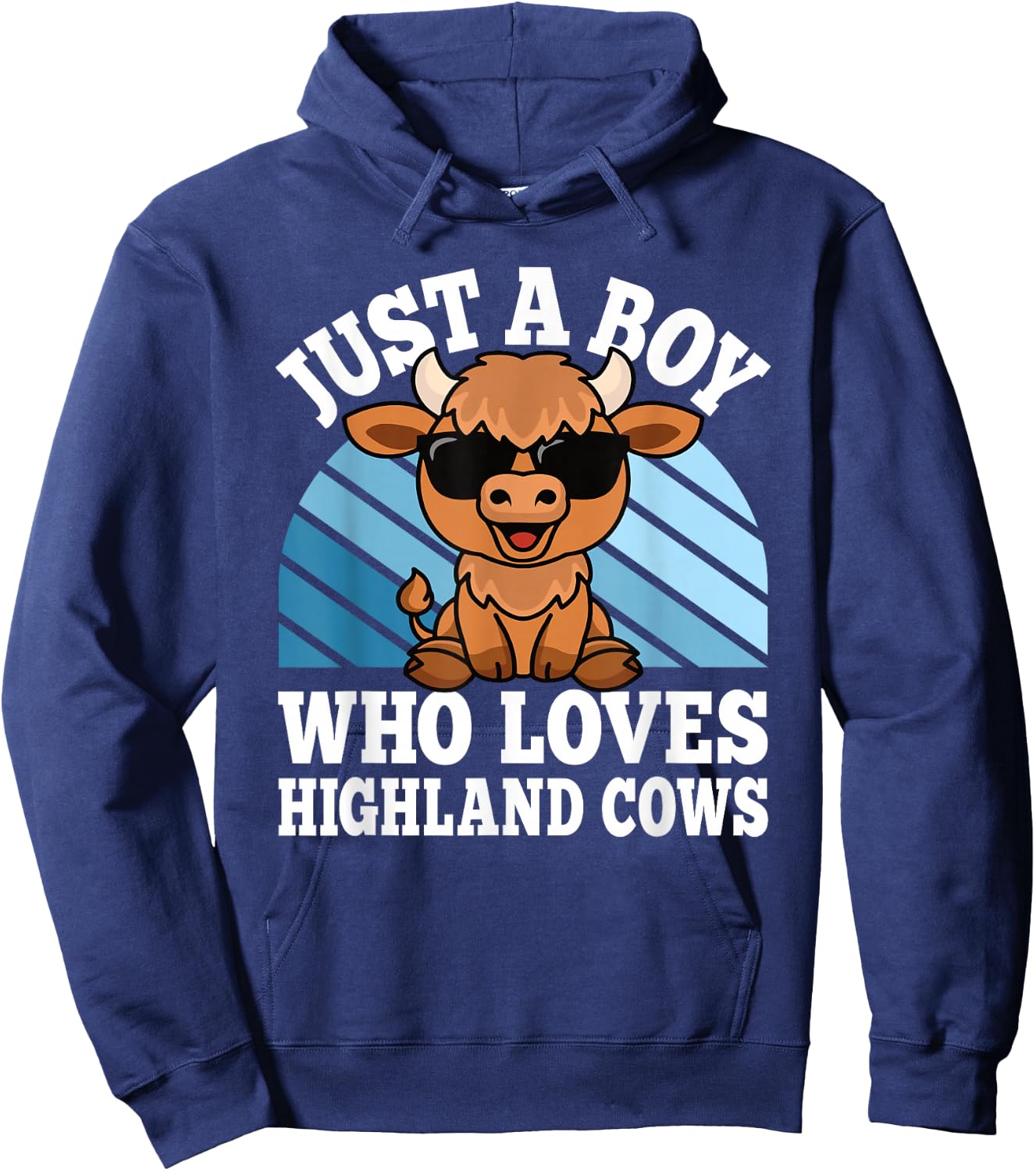 Just A Boy Who Loves Highland Cows Western Kids Hoodie - Hoodie | Navy