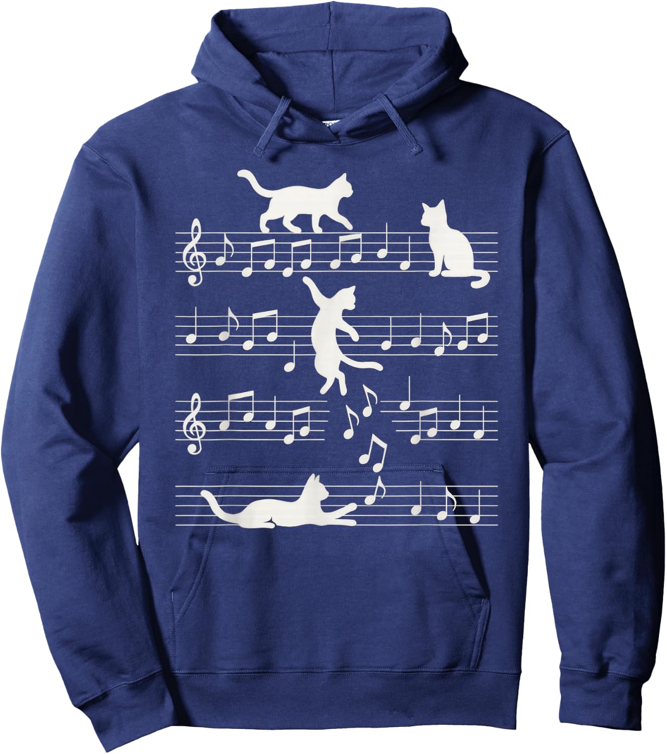 Cute Cat Clef Art Musical Note Music Hoodie - Hoodie | Navy