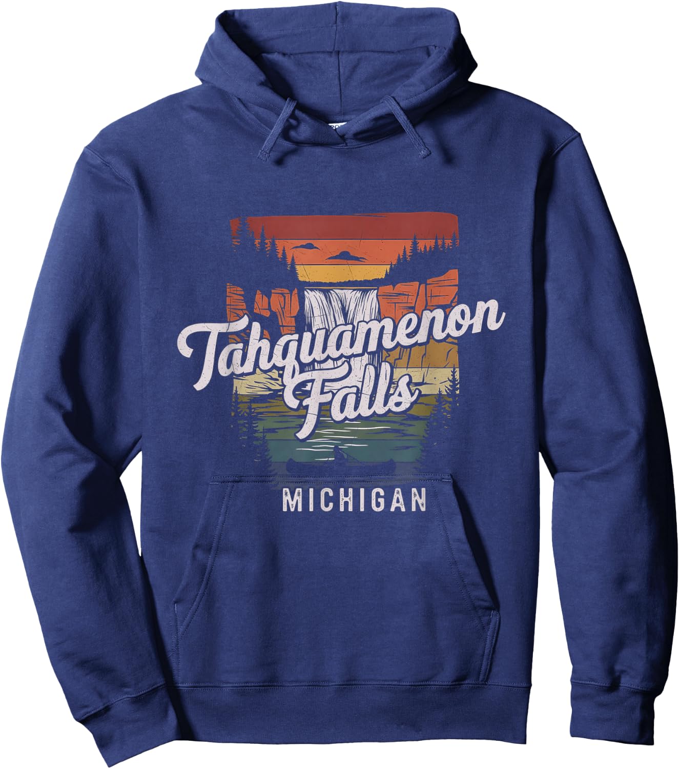 Retro Tahquamenon Falls Michigan Design Hoodie - Hoodie | Navy