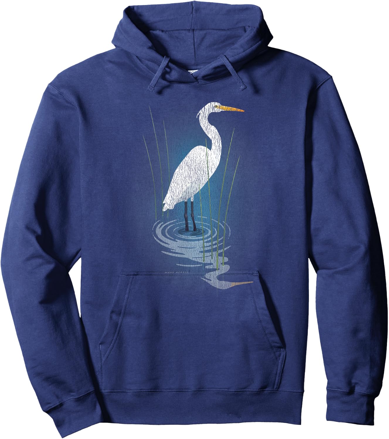 Retro Snowy Egret Hoodie - Hoodie | Navy