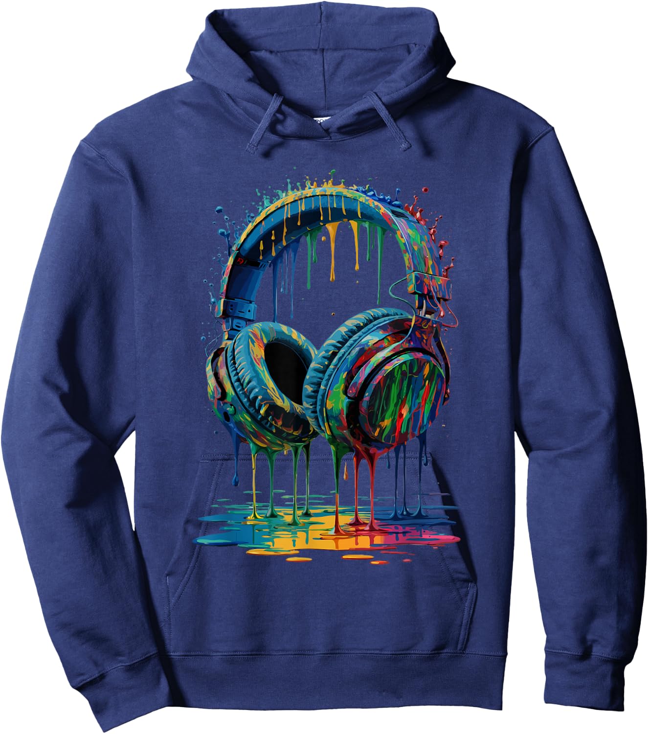 Gamer Headphones Paint Splash Music Lover DJ Hoodie - Hoodie | Navy