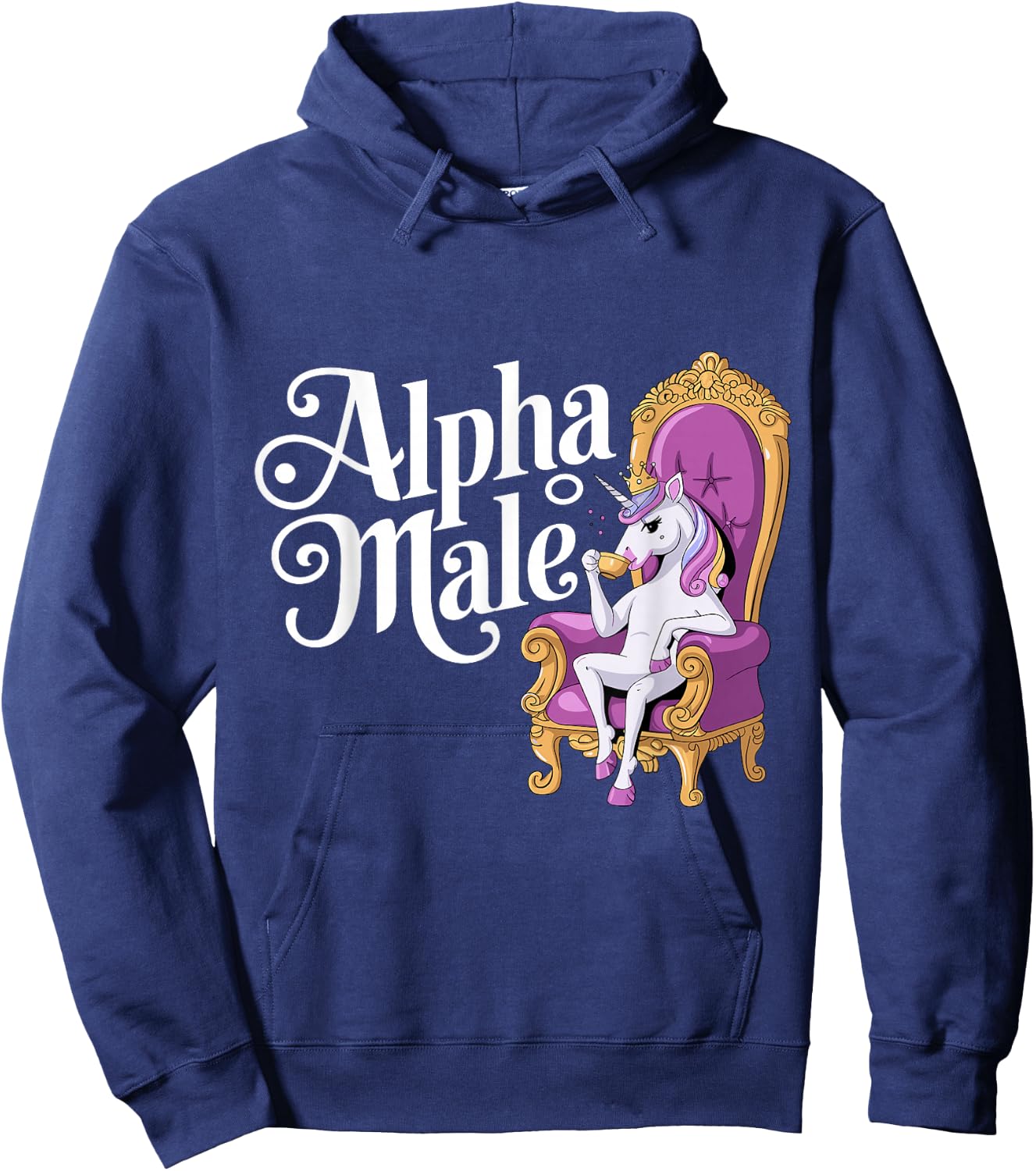 Unicorn Male Alpha Rainbow , Black, S Hoodie - Hoodie | Navy