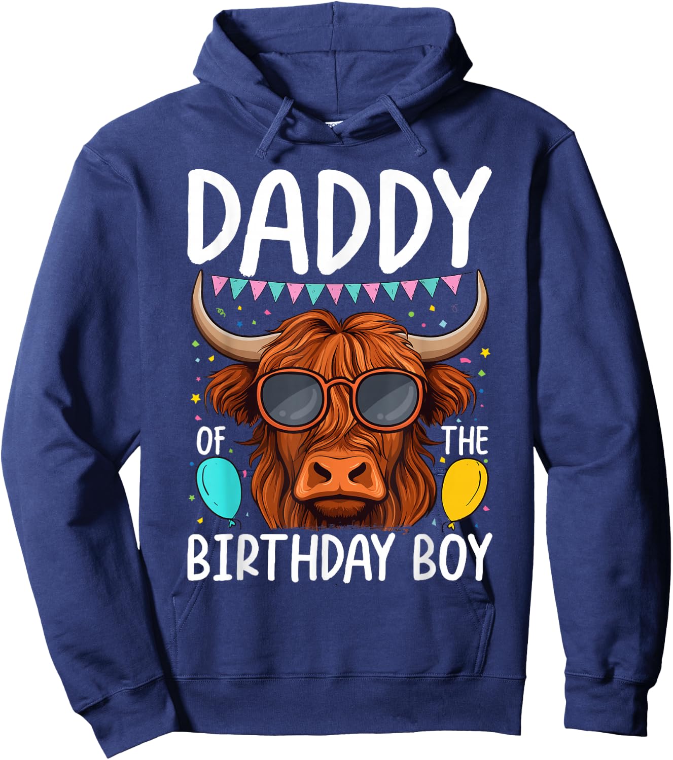Daddy Of The Birthday Boy Highland Cow Hoodie - Hoodie | Navy