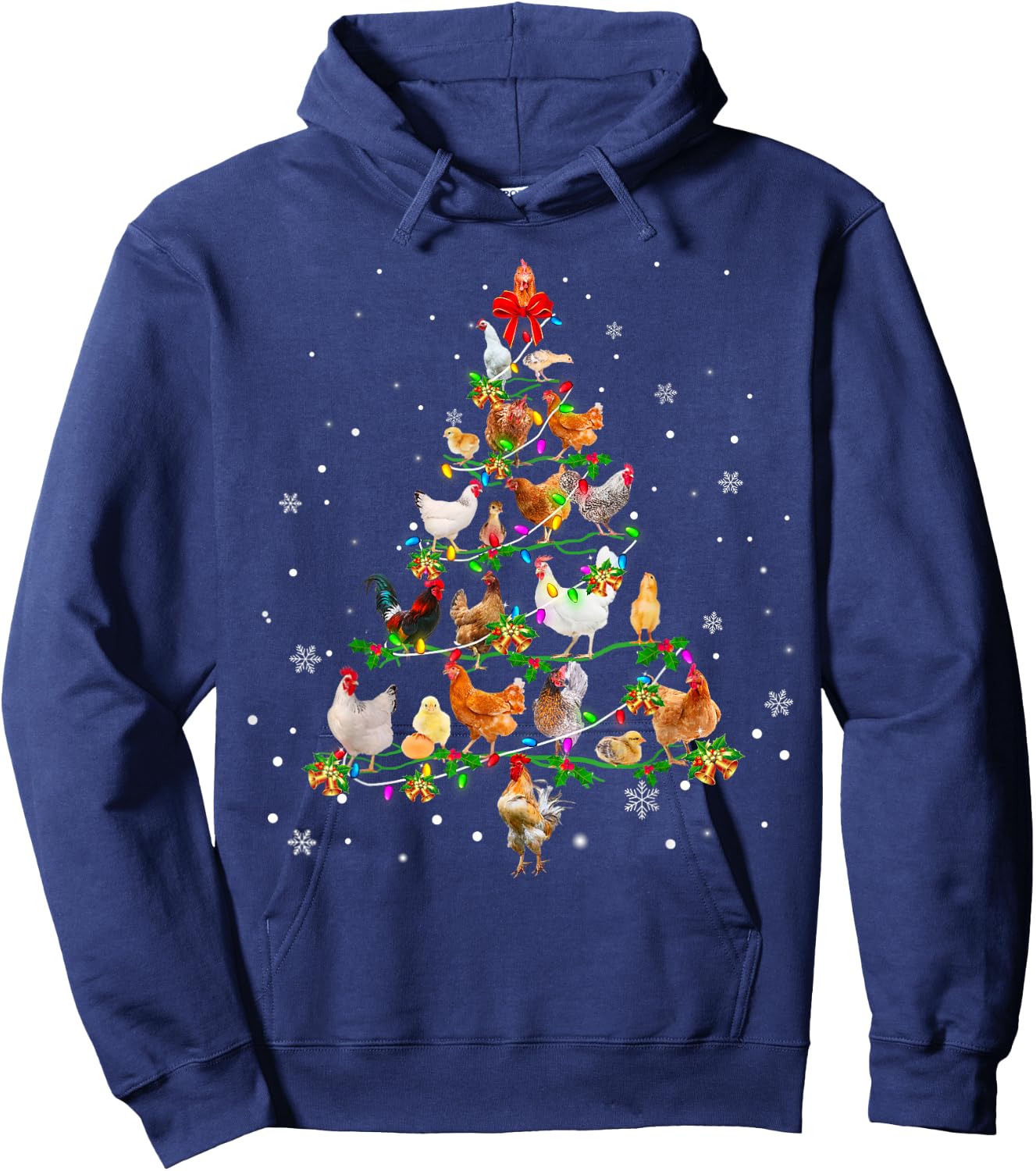 Chicken Christmas Tree Ornament Decor Xmas Hoodie - Hoodie | Navy