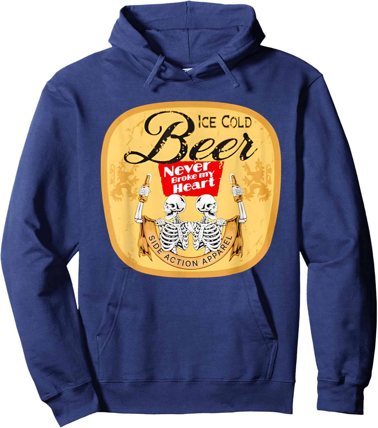 Funny ice Cold Beer Skeleton Hoodie - Hoodie | Navy