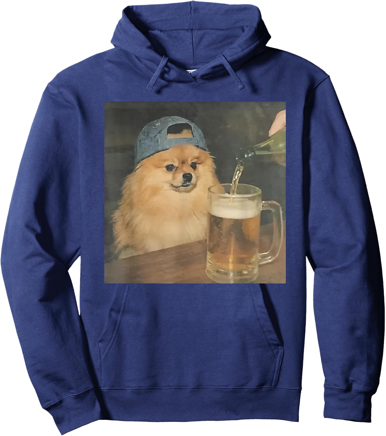 Funny Pomeranian Drinking Beer Hoodie - Hoodie | Navy