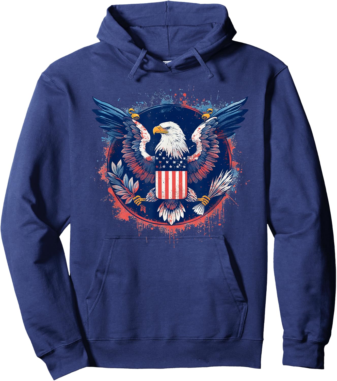 American Eagle Emblem Bold Patriotic USA Hoodie - Hoodie | Navy