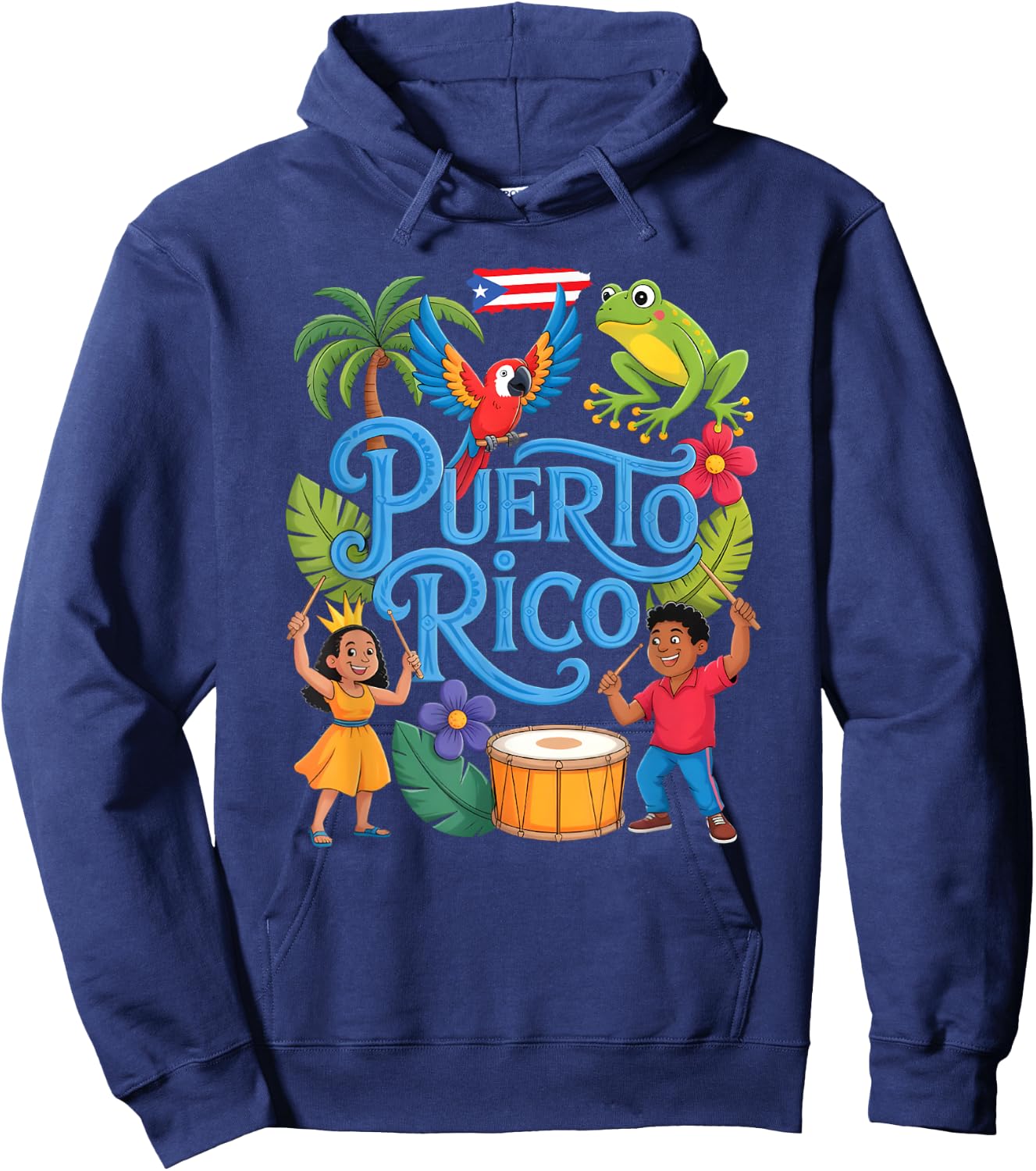 Taino Boricua Boys Girls Puerto Rico Kids Hoodie - Hoodie | Navy
