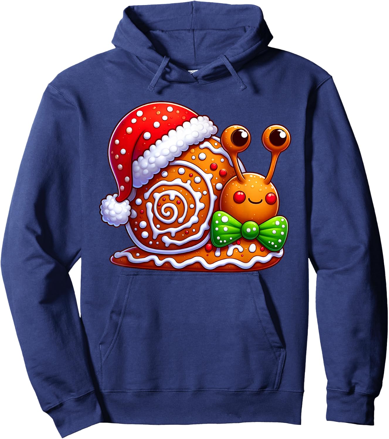 Funny Gingerbread Man Snail Christmas Kids Hoodie - Hoodie | Navy