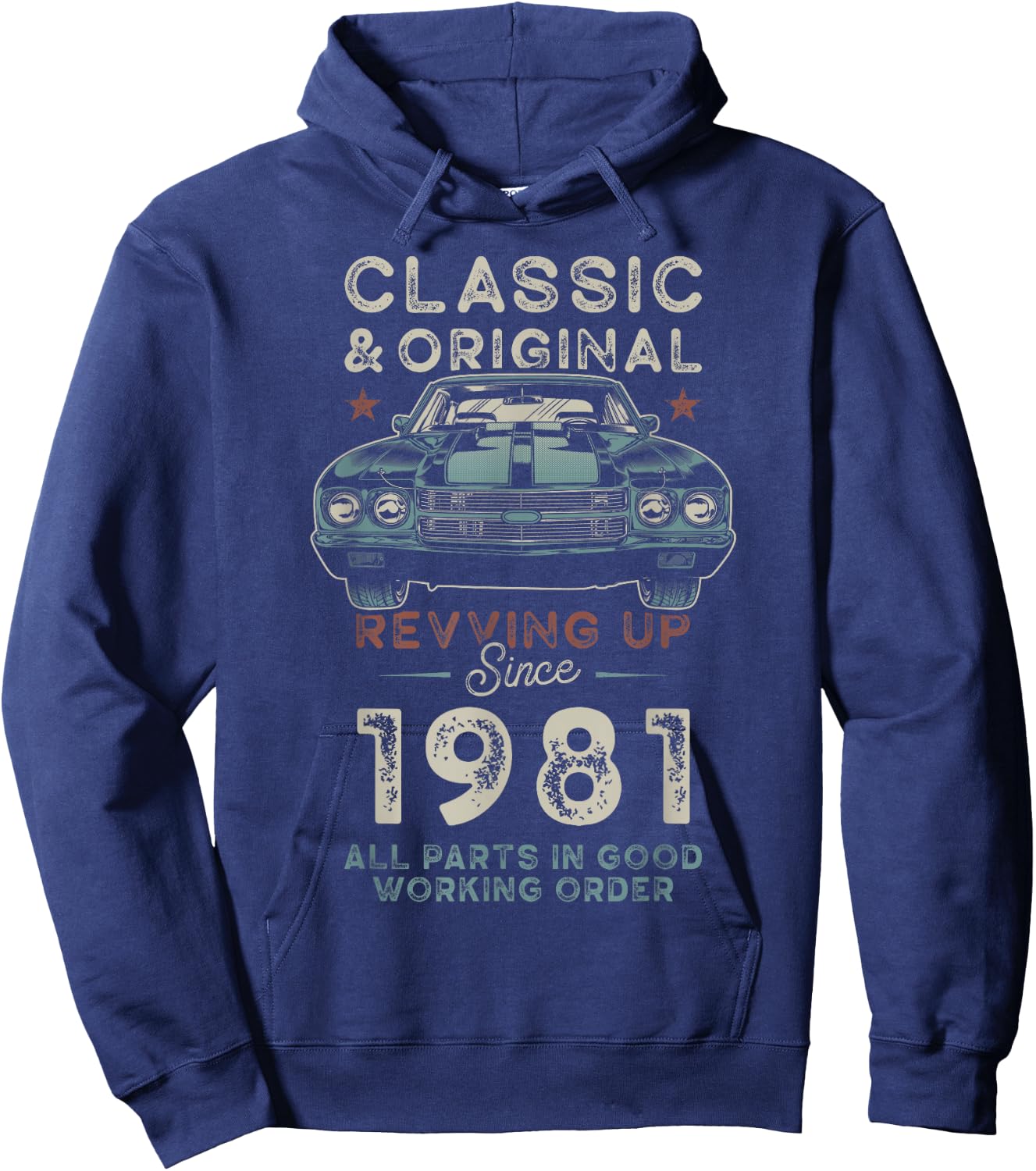 Né en 1981 Muscle Car 45e anniversaire Hoodie - Hoodie | Navy