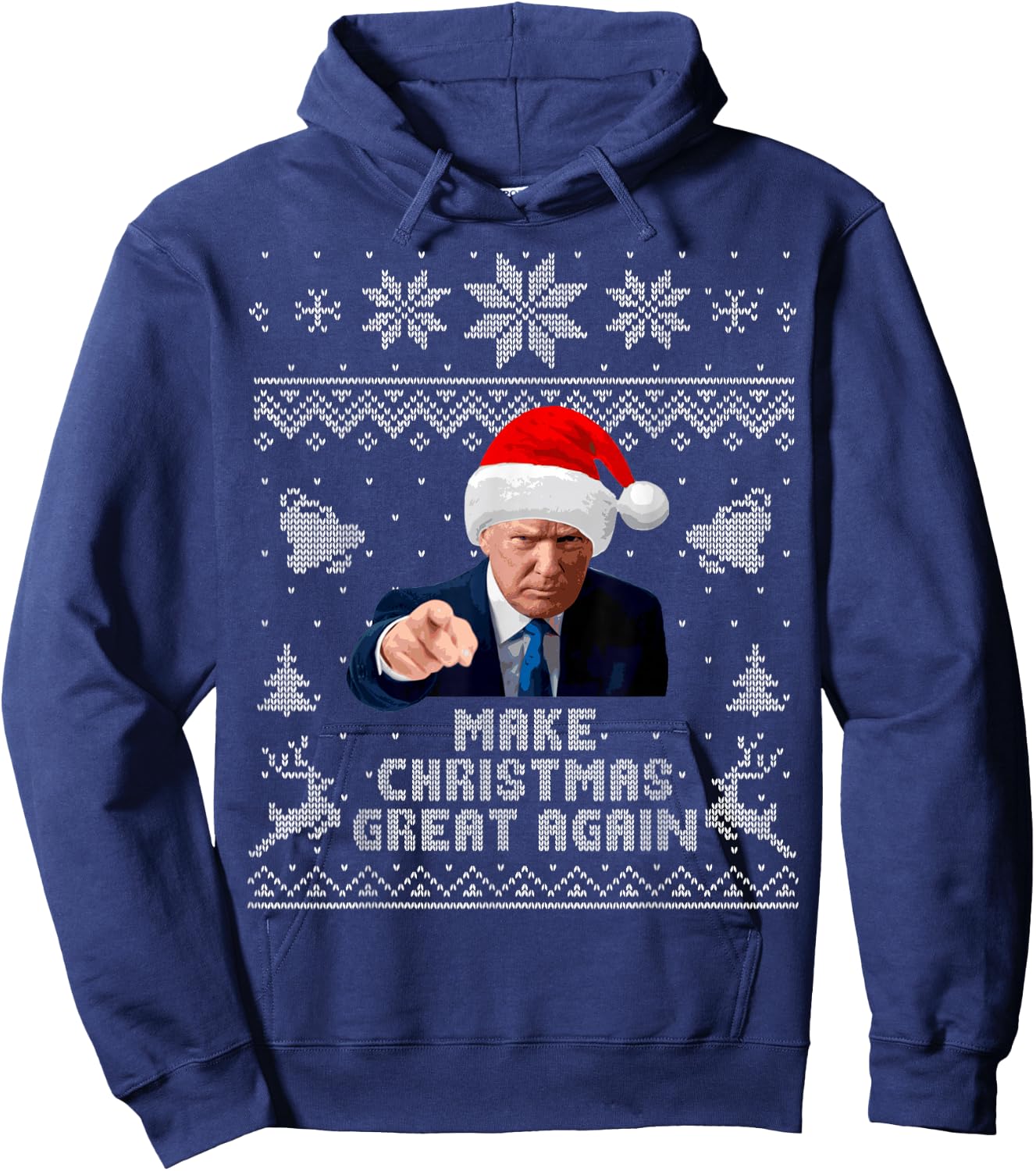 Make Christmas Great Again Donald Trump Holiday Hoodie - Hoodie | Navy