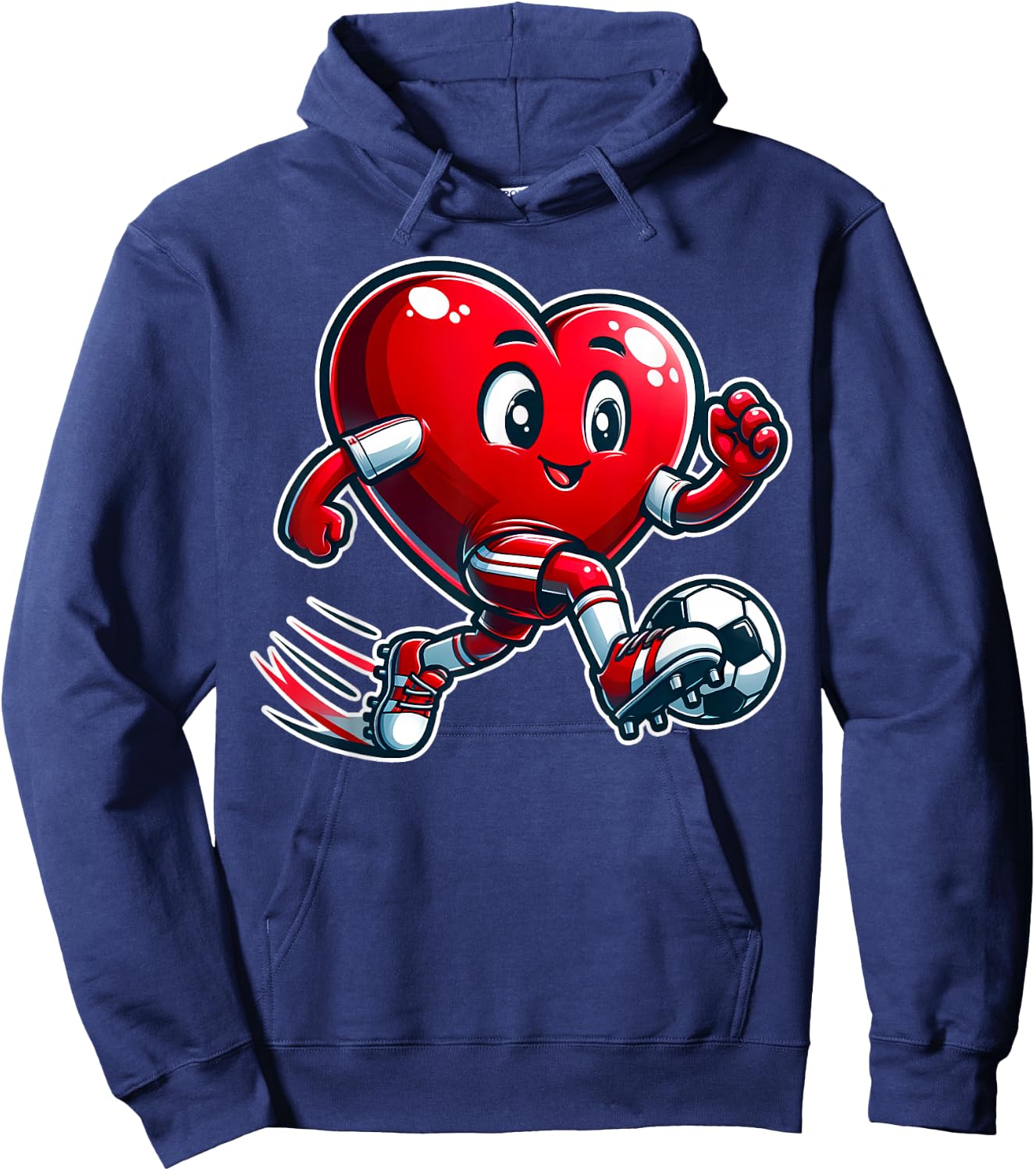 Valentine's Day Soccer Player Heart Cute Sports Hoodie - Hoodie | Navy