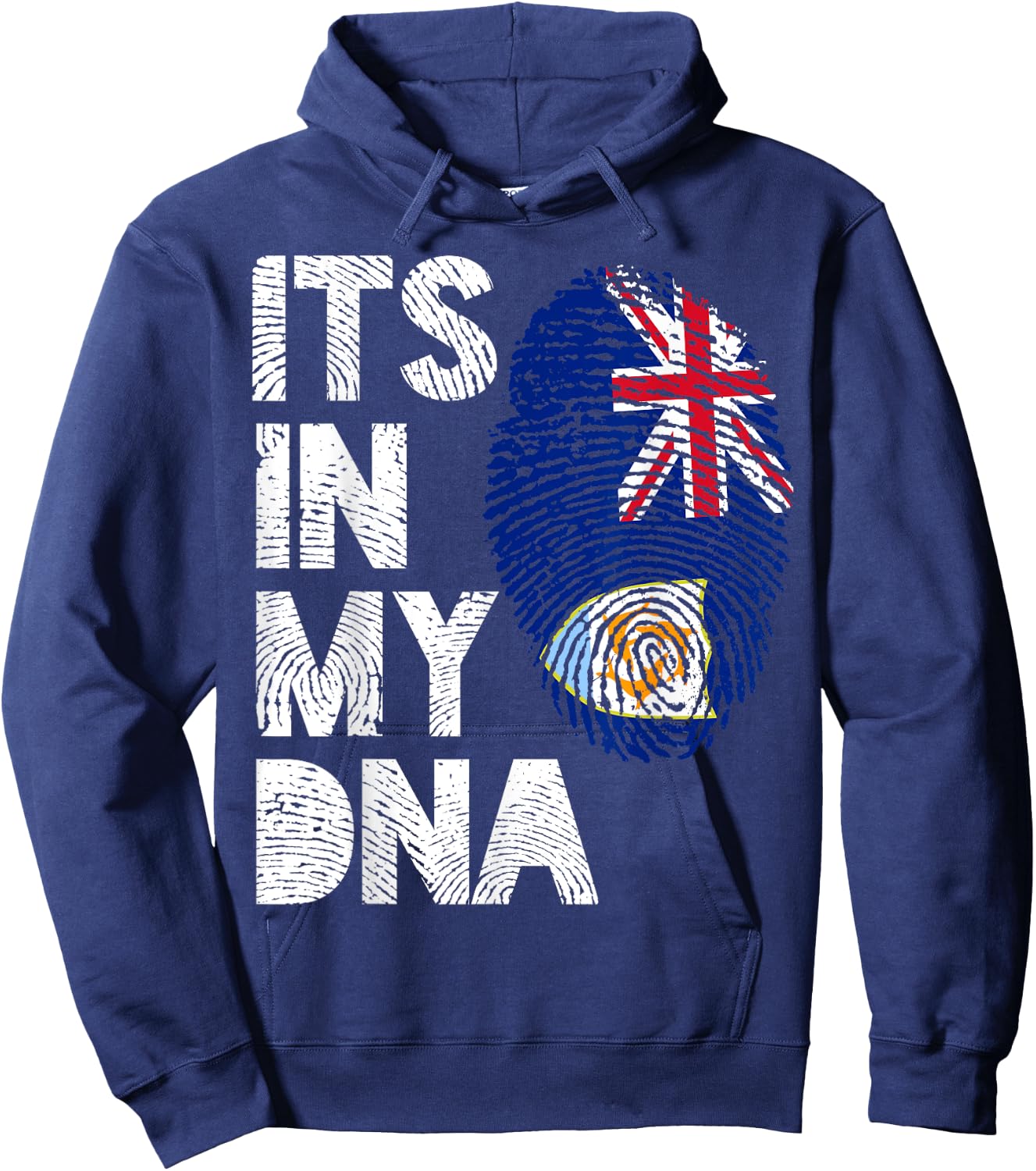 Its In My DNA Anguilla Flag Pride Fingerprint Hoodie - Hoodie | Navy